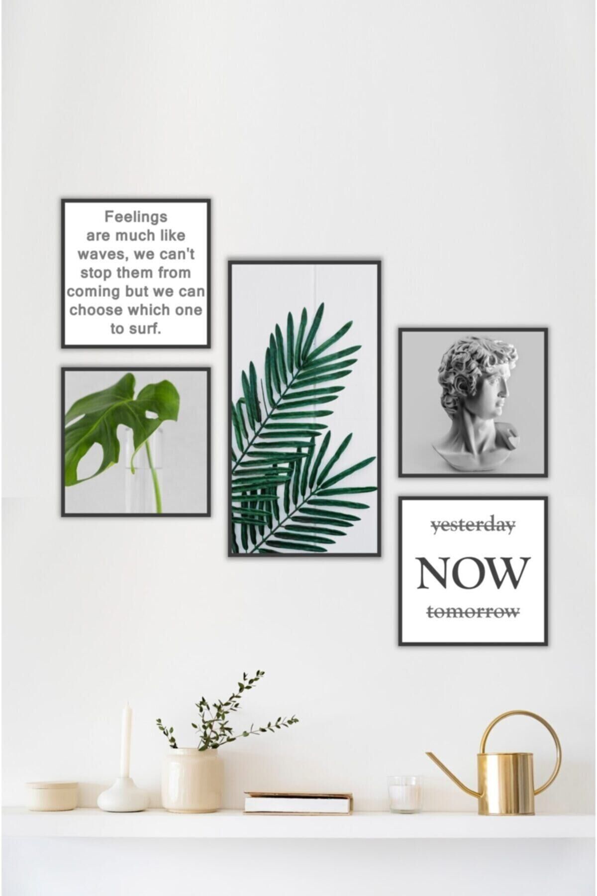 Hediyelik,dekoratif- Tropikal Kolaj 5 Parça Mdf Tablo