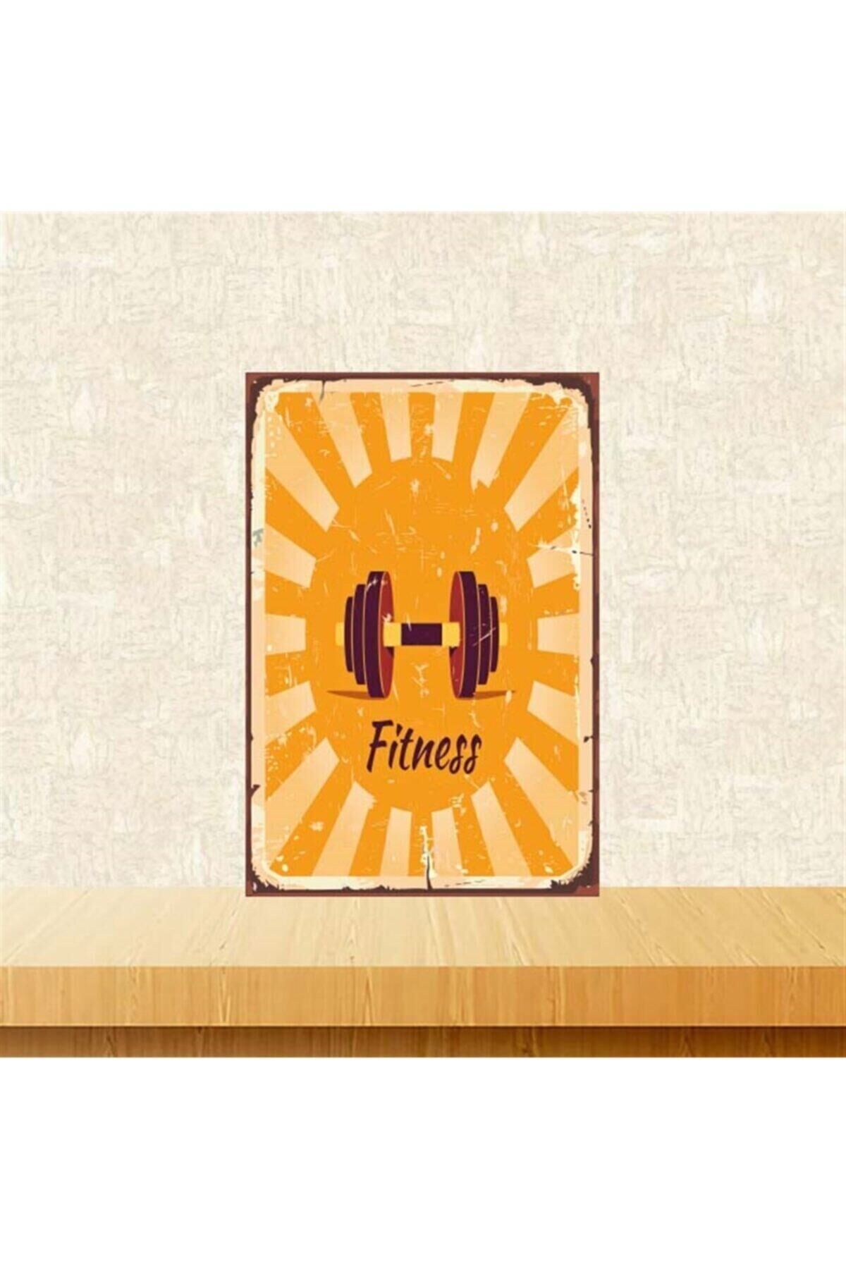 Fitness 20x30 cm Retro Ahşap Poster Tkfx4226