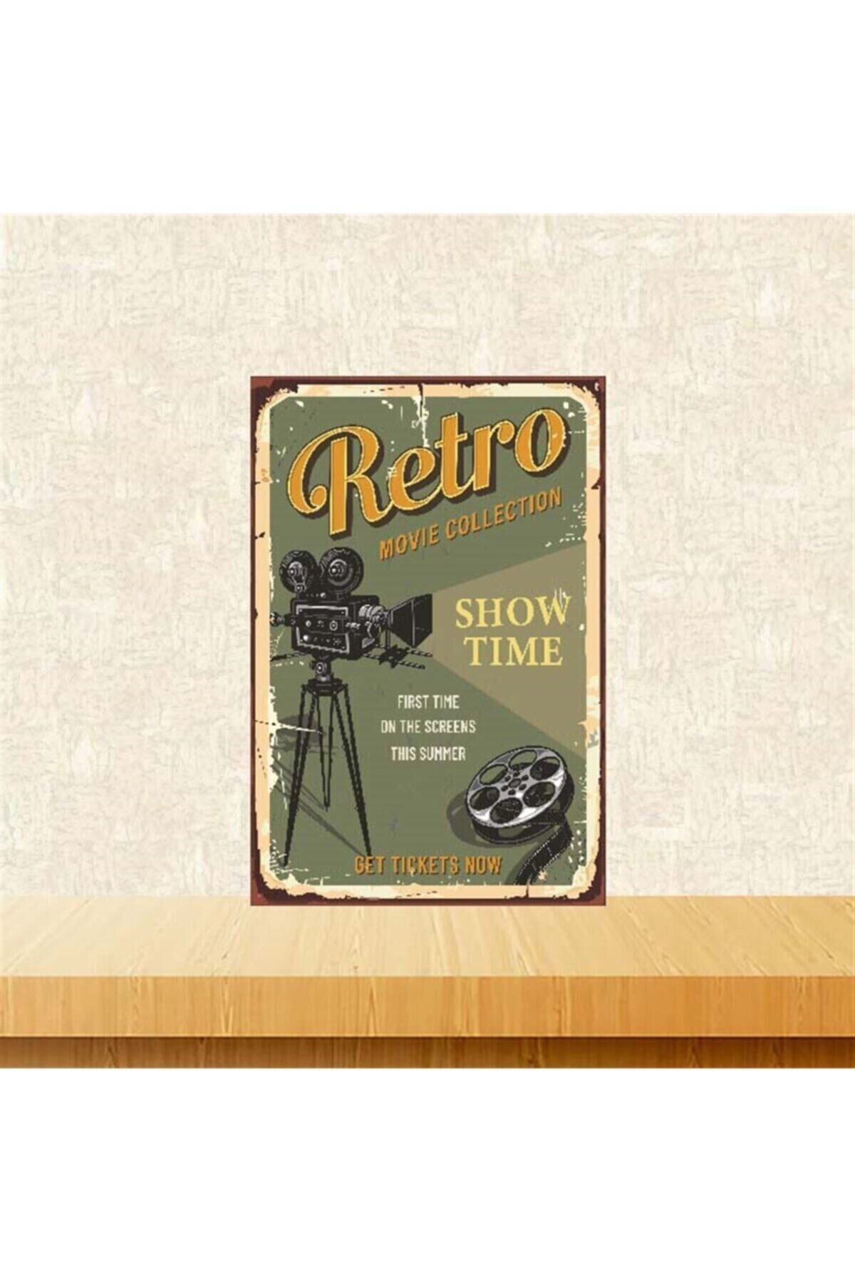 Show Time 20-30 cm Retro Ahşap Poster Tkfx4030