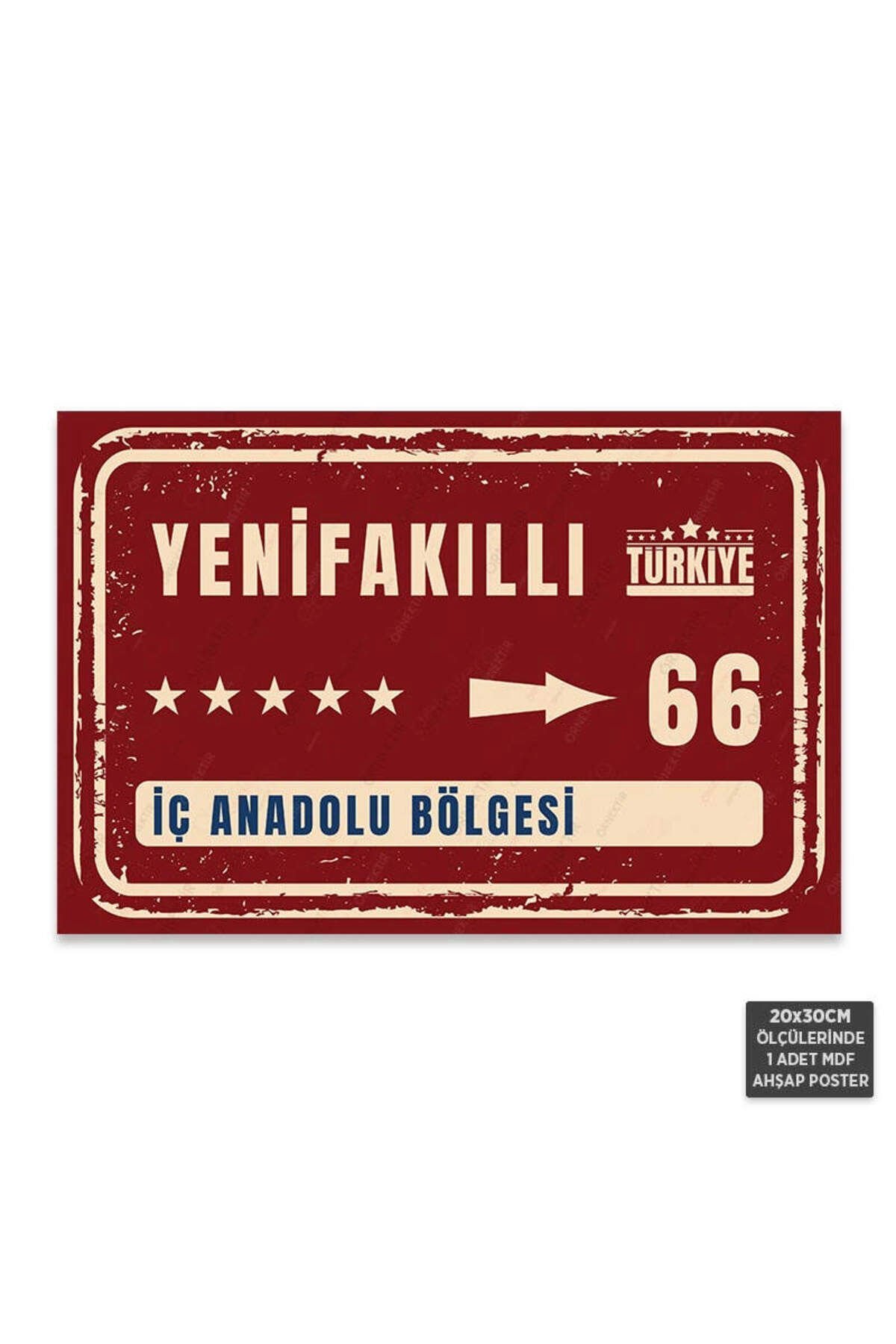 PT1219 - Yenifakıllı Şehir Tabelası Retro Mdf Ahşap Poster (20x30cm)