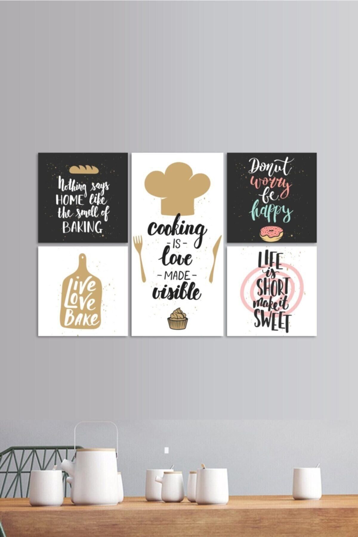 Hediyelik,dekoratif- Mutfak 5 Parça Mdf Tablo