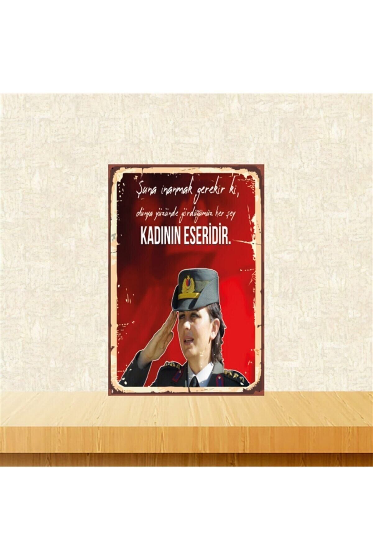 Gördüğümüz Herşey Kadının Eseridir 20-30 Cm Retro Ahşap Tablo Tkfx4607