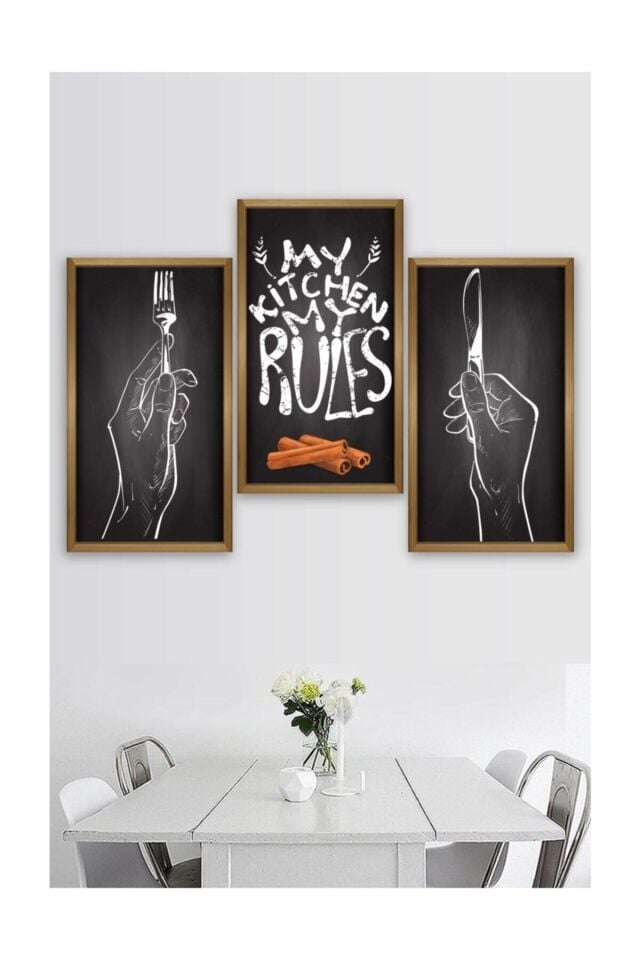 Hediyelik,dekoratif- Kitchen Art Mutfak Seti 3 Parça Mdf Tablo