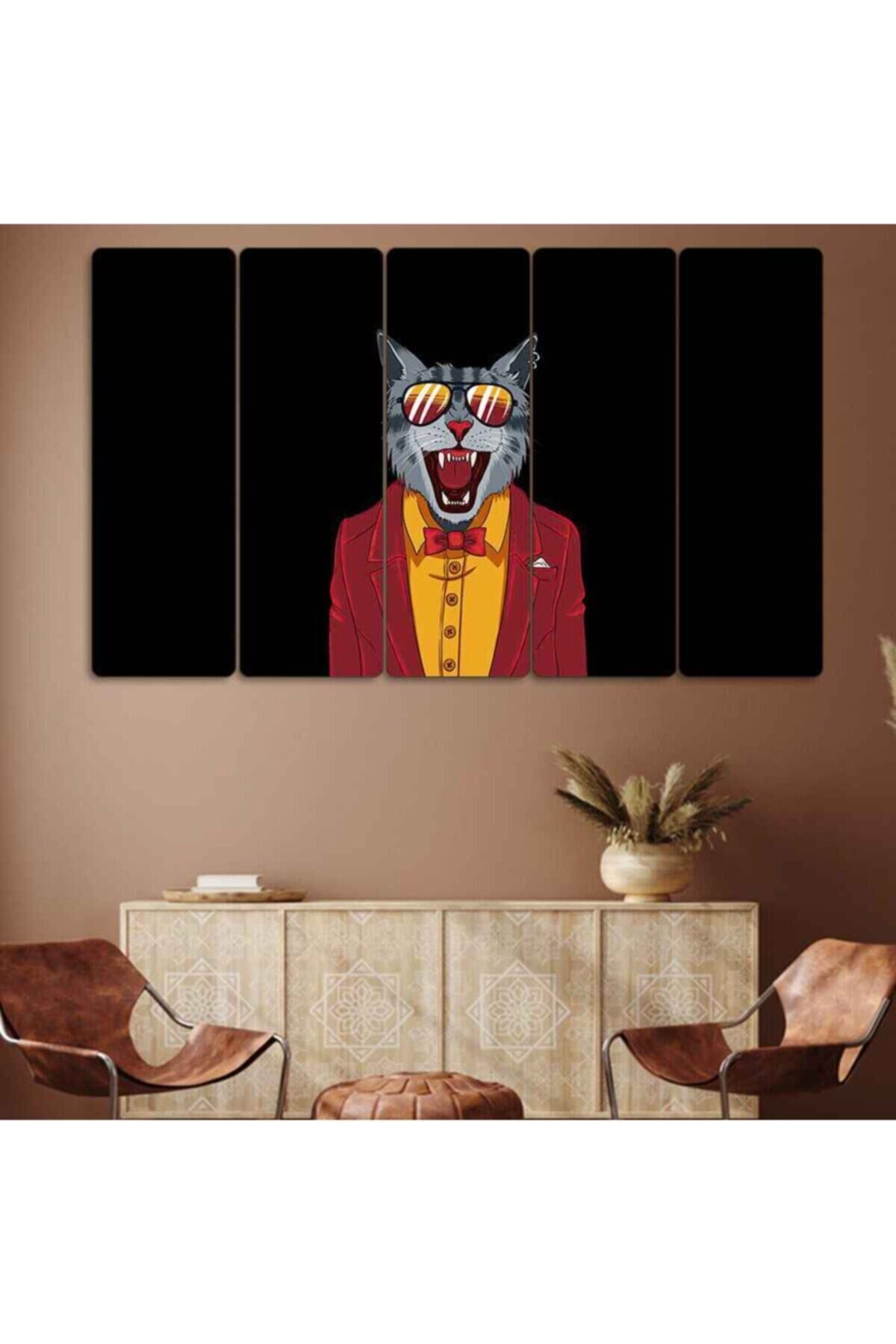 Kedi - 5 Parçalı Tablo