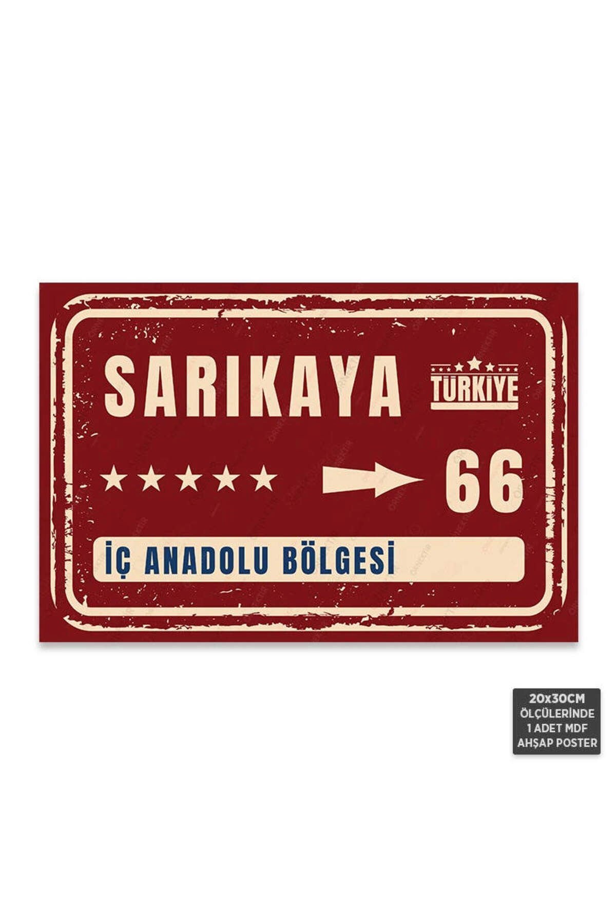 PT1199 - Sarıkaya Şehir Tabelası Retro Mdf Ahşap Poster (20x30cm)