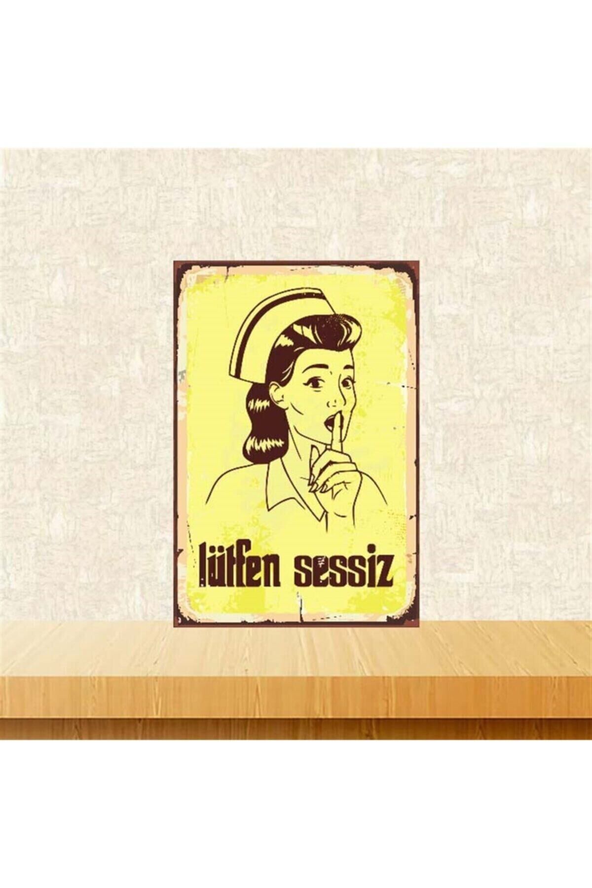 Lütfen Sessiz 20-30 cm Retro Ahşap Poster