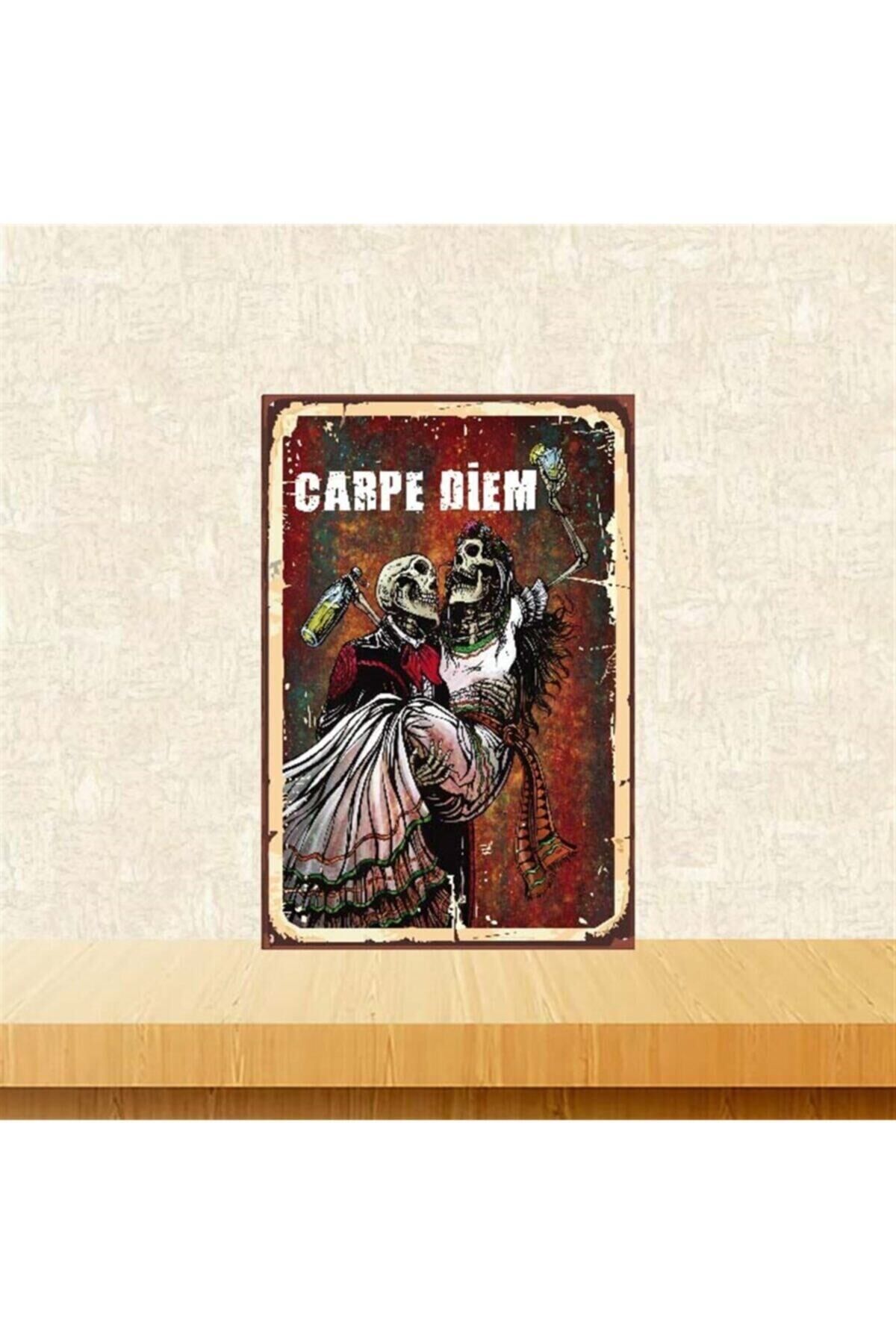 Ahşap Retro Carpe Diem Yazılı Poster 20*30 cm