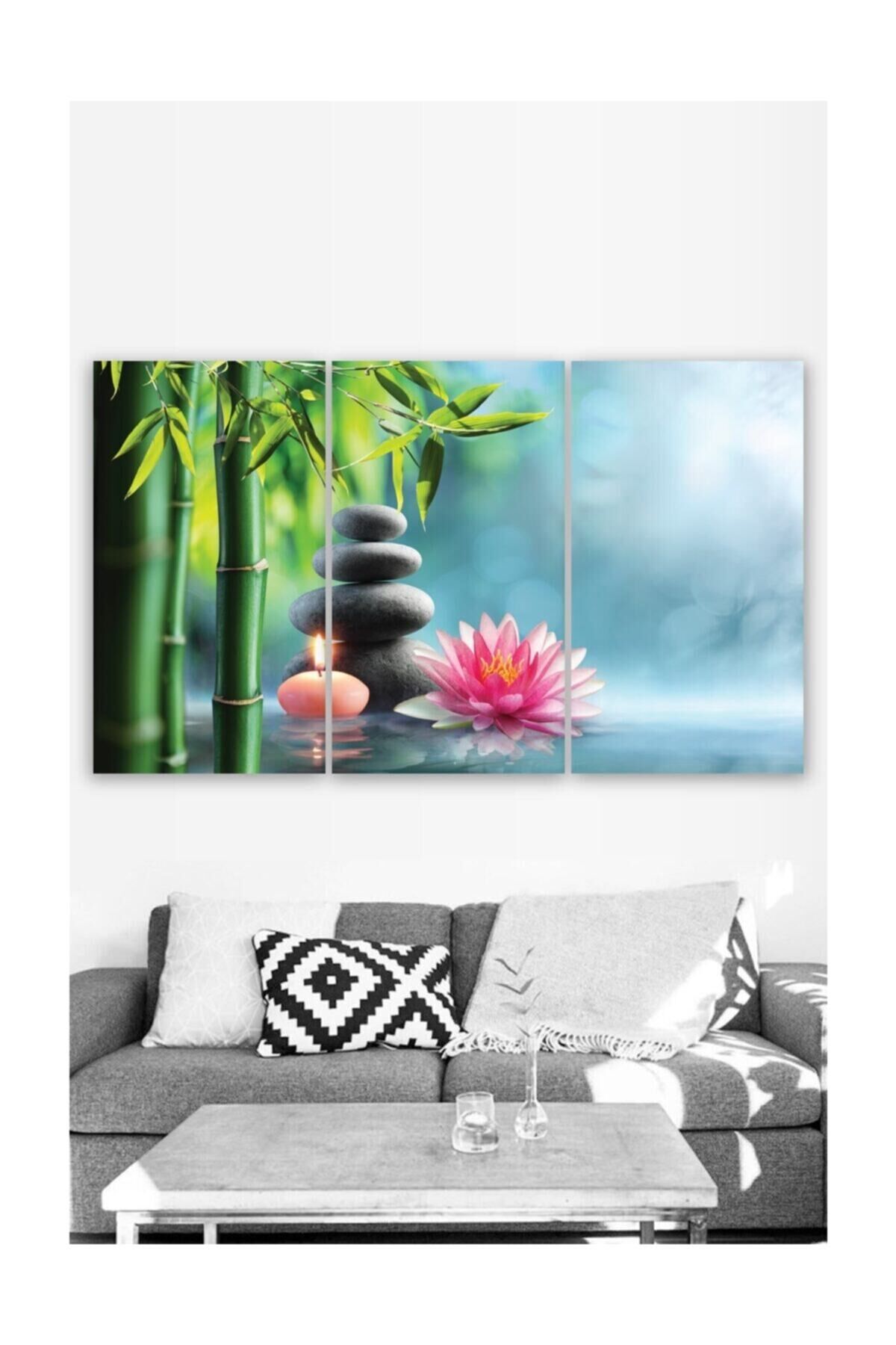 Hediyelik,dekoratif- Mumlar Ve Çiçekler 3 Parça Mdf Tablo 4