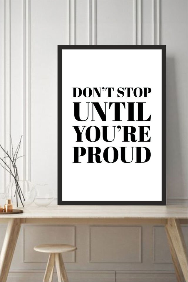 motto yazılı çerçeve görünümlü mdf tablo