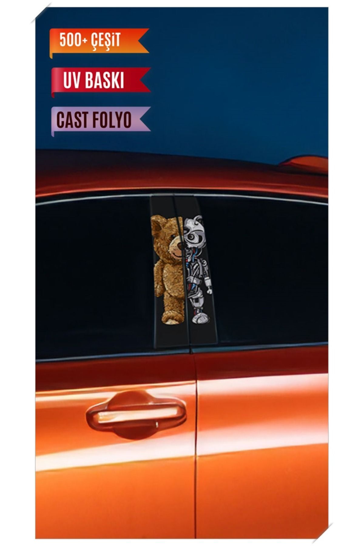 Araç Kapı Direk Kaplama Folyosu Desenli (Sağ Sol Takım) (2 Adet) - 22x50 Cm