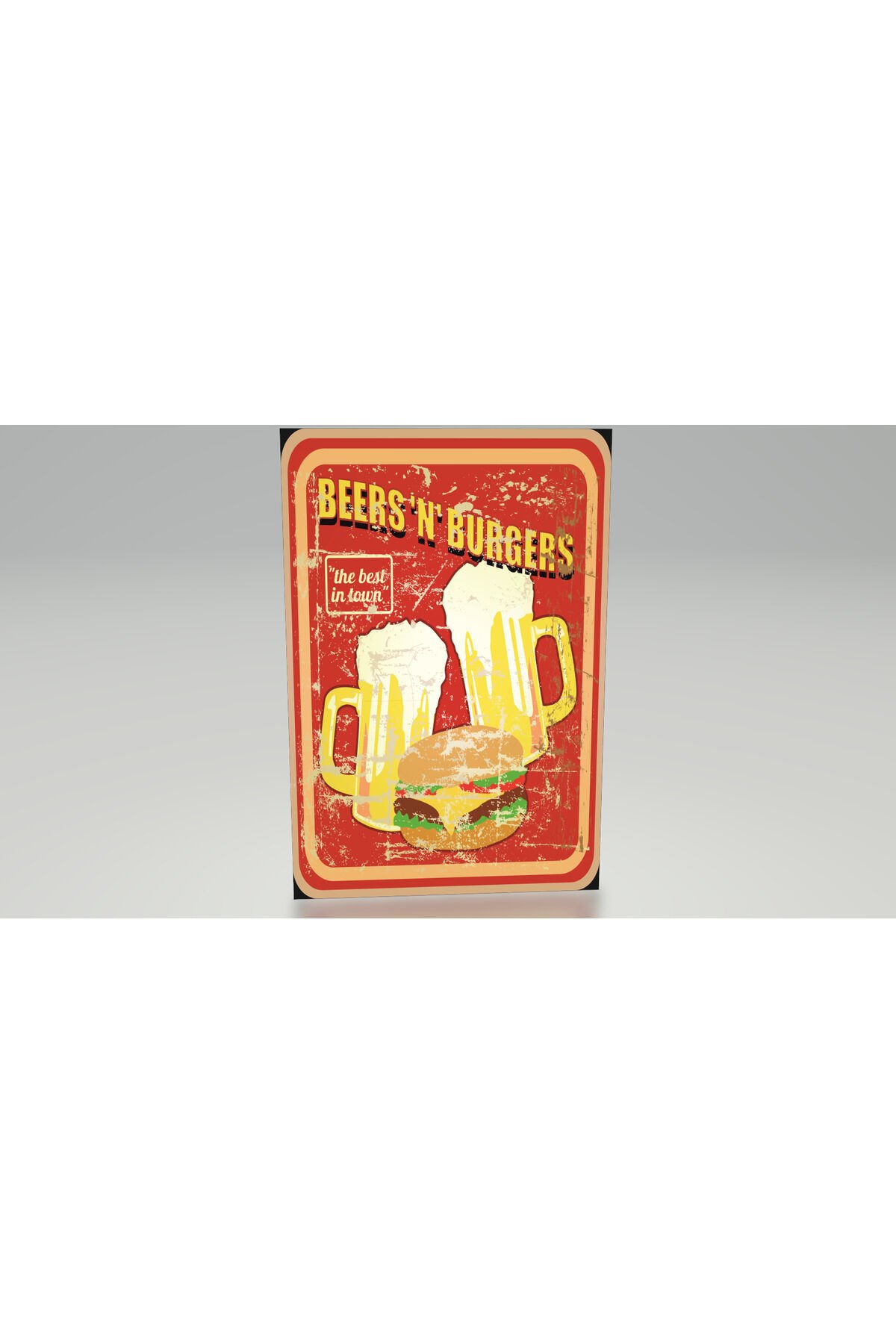 Eskitilmiş nostaljik hamburger restoran kafe bar mutfak dekor tabela retro ahşap poster