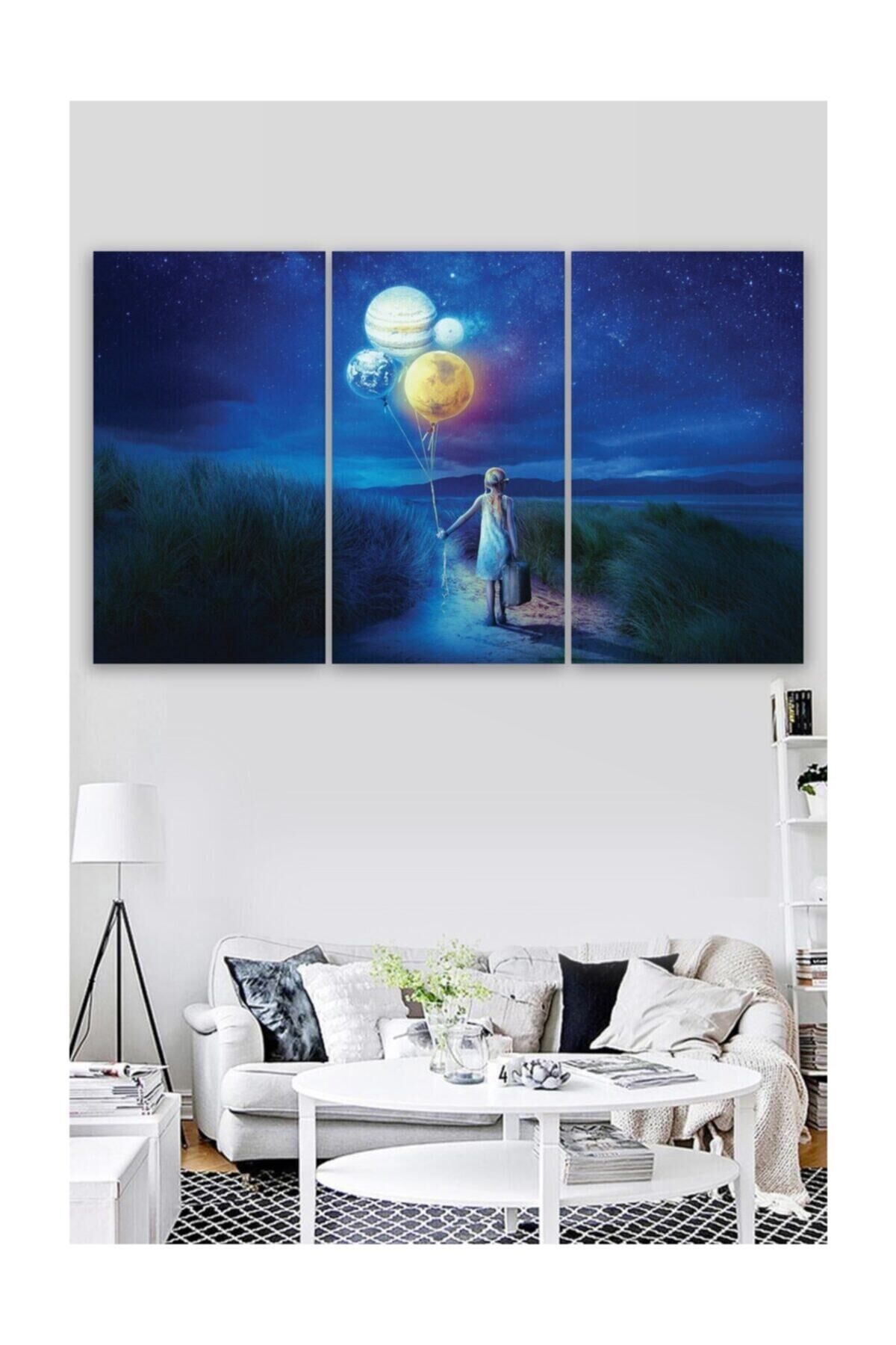Hediyelik,dekoratif- Balon Gezegenler 3 Parça Mdf Tablo