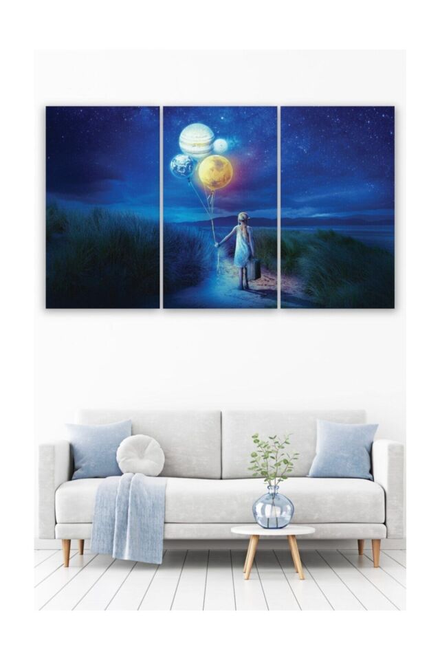 Hediyelik,dekoratif- Balon Gezegenler 3 Parça Mdf Tablo