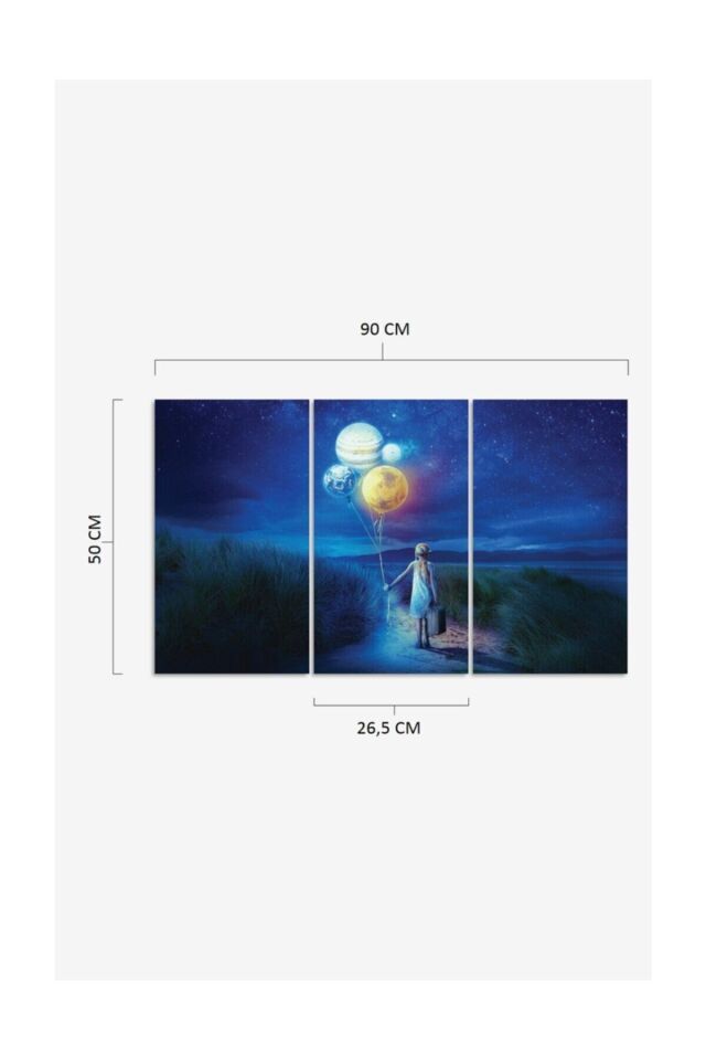 Hediyelik,dekoratif- Balon Gezegenler 3 Parça Mdf Tablo