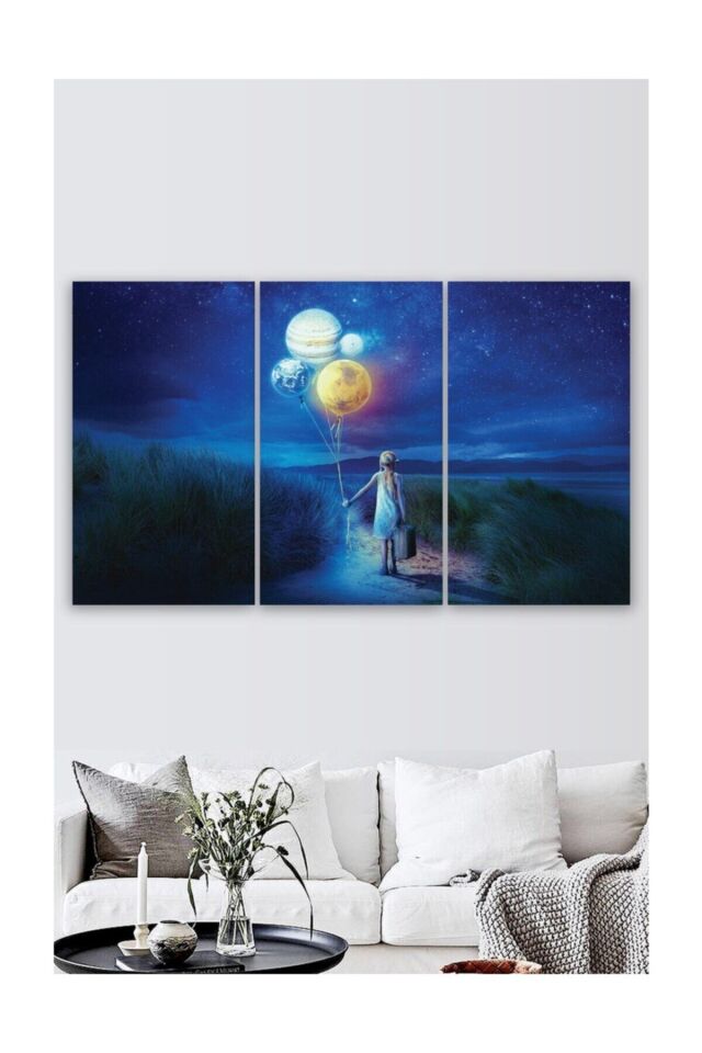 Hediyelik,dekoratif- Balon Gezegenler 3 Parça Mdf Tablo