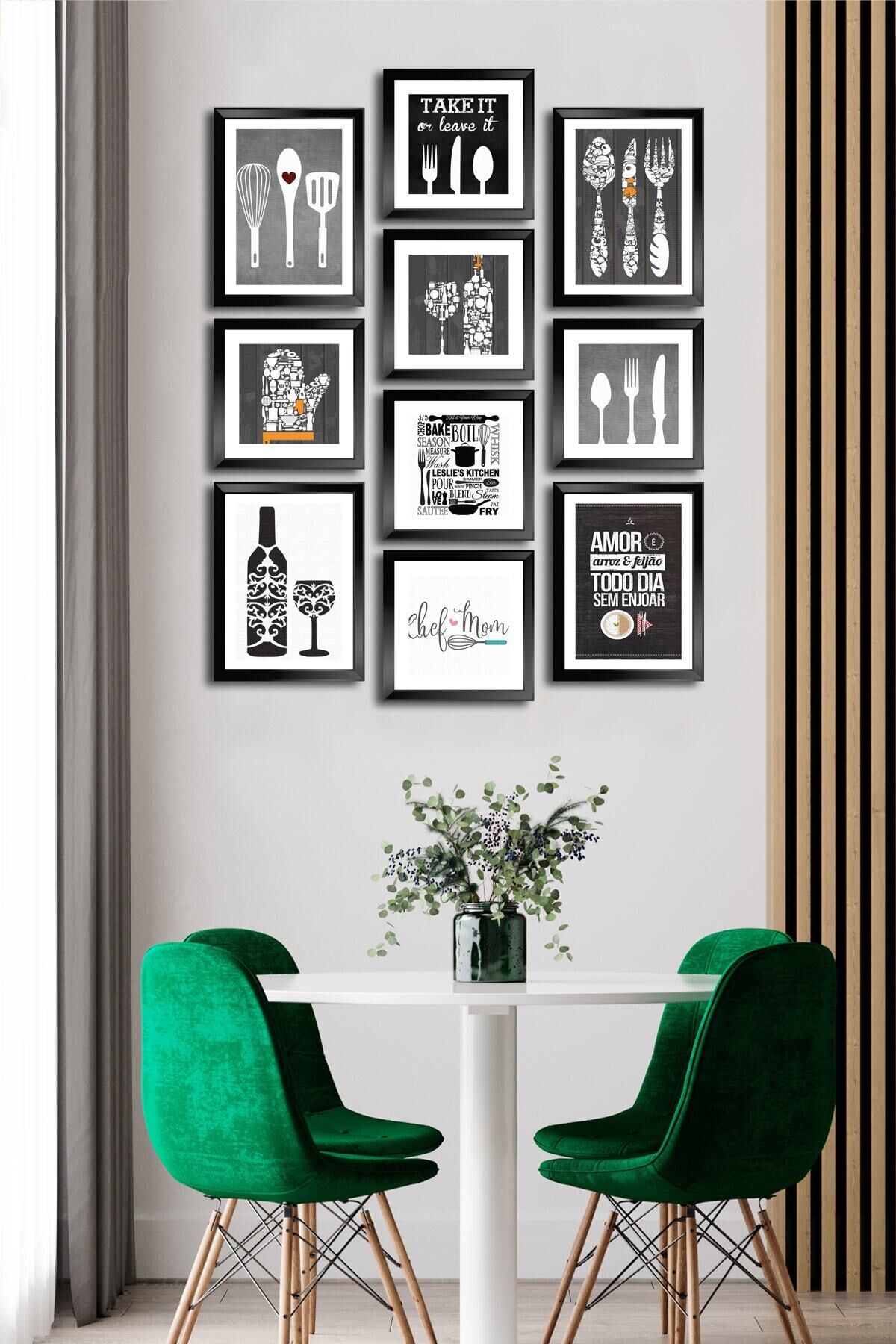 10 Parçalı Çerçeve Görünümlü Mdf Tablo Seti Flm187