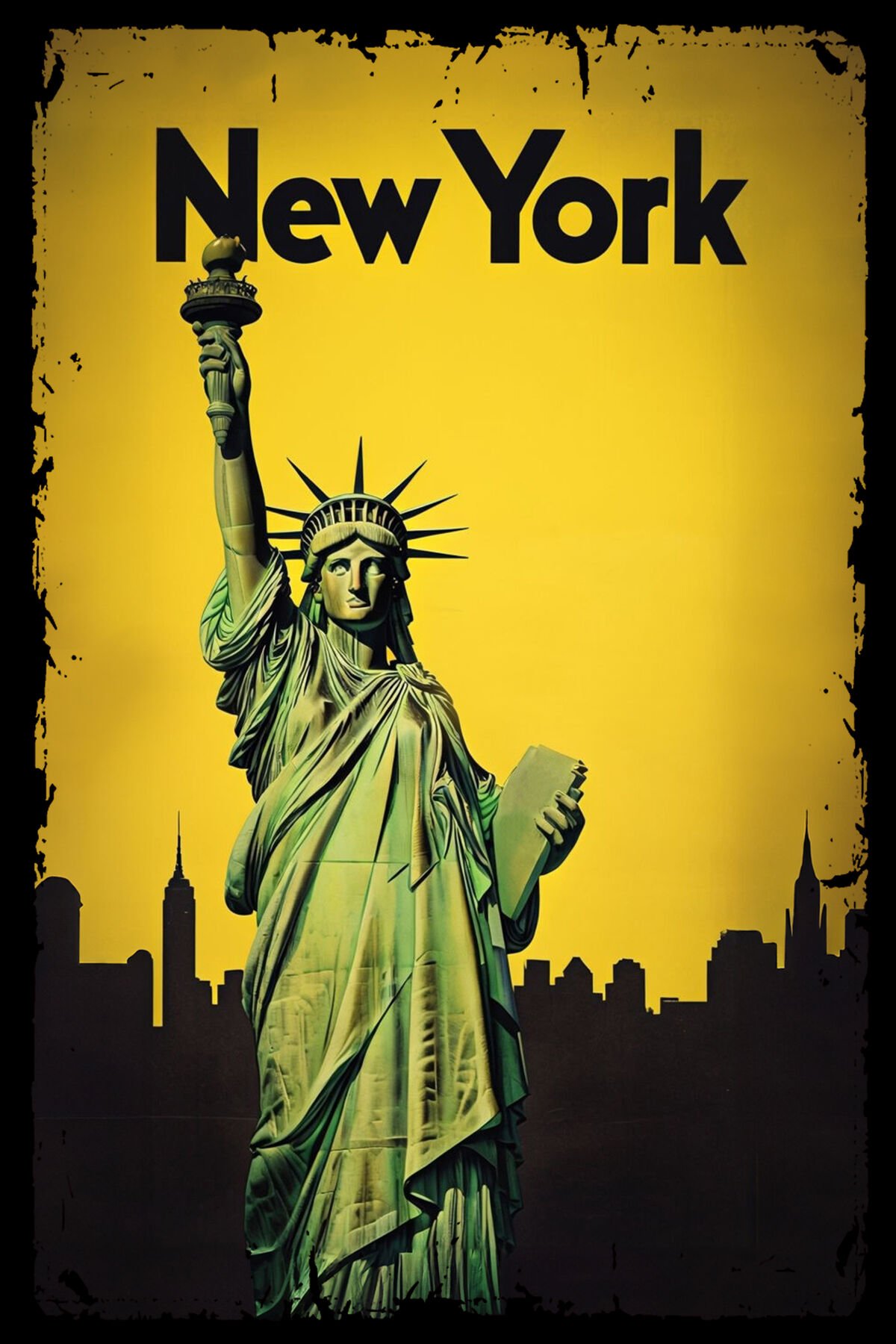 New York ABD Retro Ahşap Dekorasyon Poster, Tablo (20x30) cm