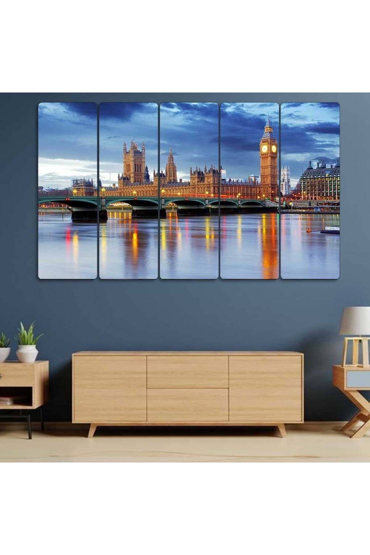 Big Ben Saat Kulesi, Londra, İngiltere - 5 Parçalı Tablo