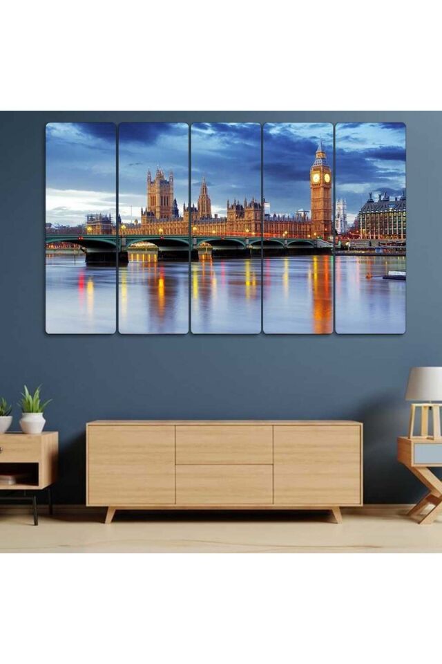 Big Ben Saat Kulesi, Londra, İngiltere - 5 Parçalı Tablo