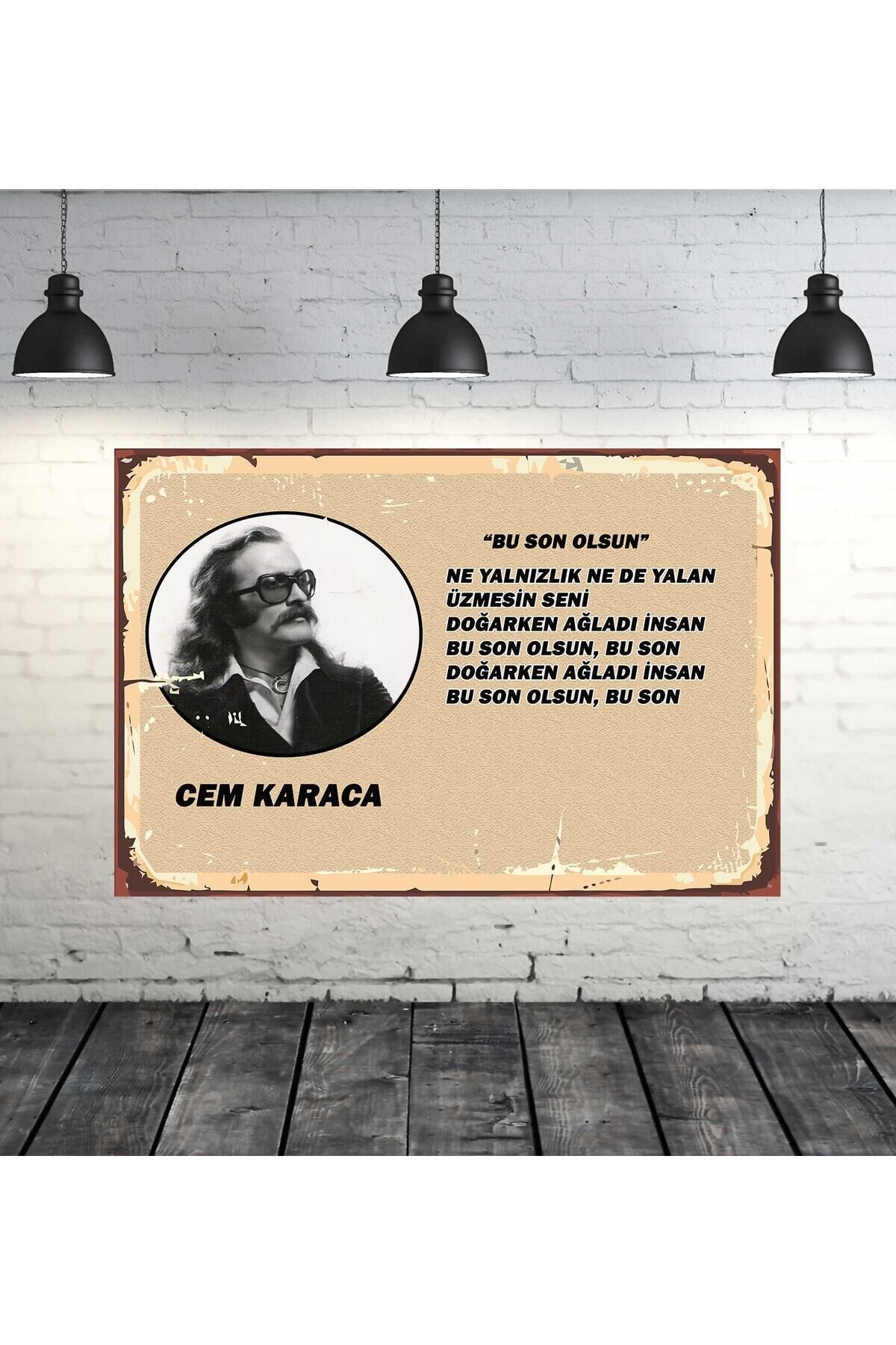 Cem Karaca Bu Son Olsun Şarkı Sözleri Tasarımlı 20x30 Cm Retro Ahşap Tablo