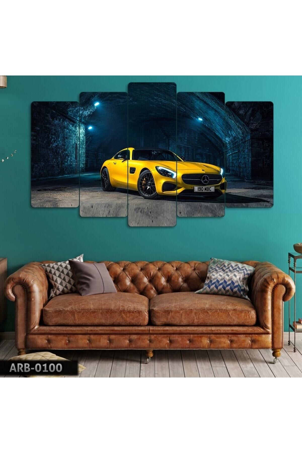 Sarı Mercedes Amg Gt, Araba - 5 Parçalı Tablo