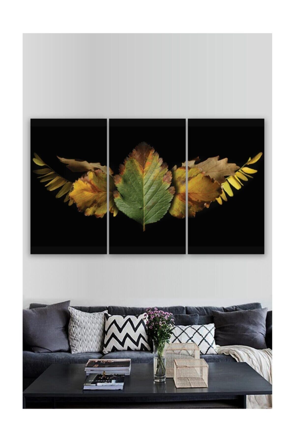 Hediyelik,dekoratif- Yapraktan Kanatlar 3 Parça Mdf Tablo