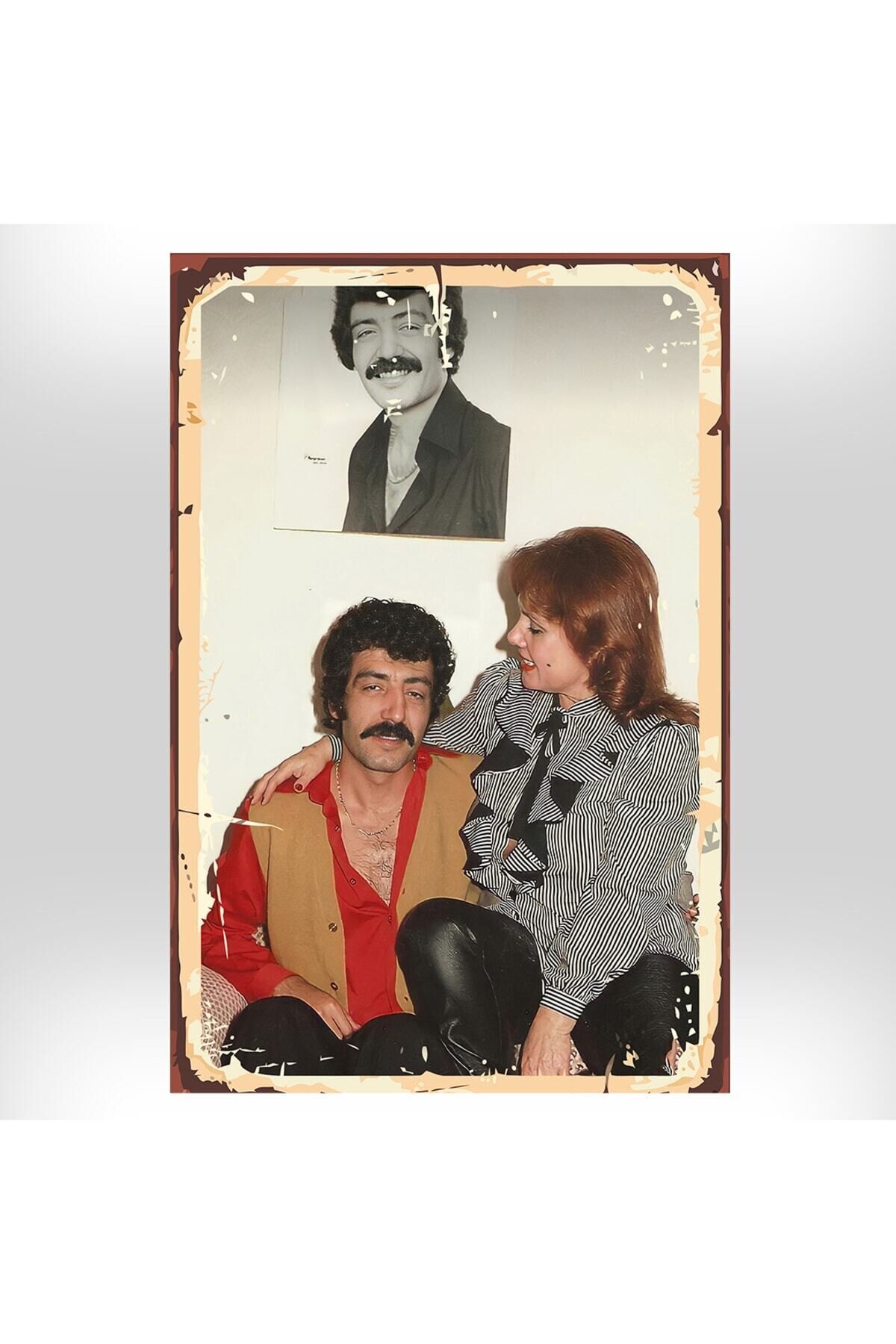 Müslüm Gürses & Muhterem Nur Tasarımlı 20x30 Cm Retro Ahşap Tablo