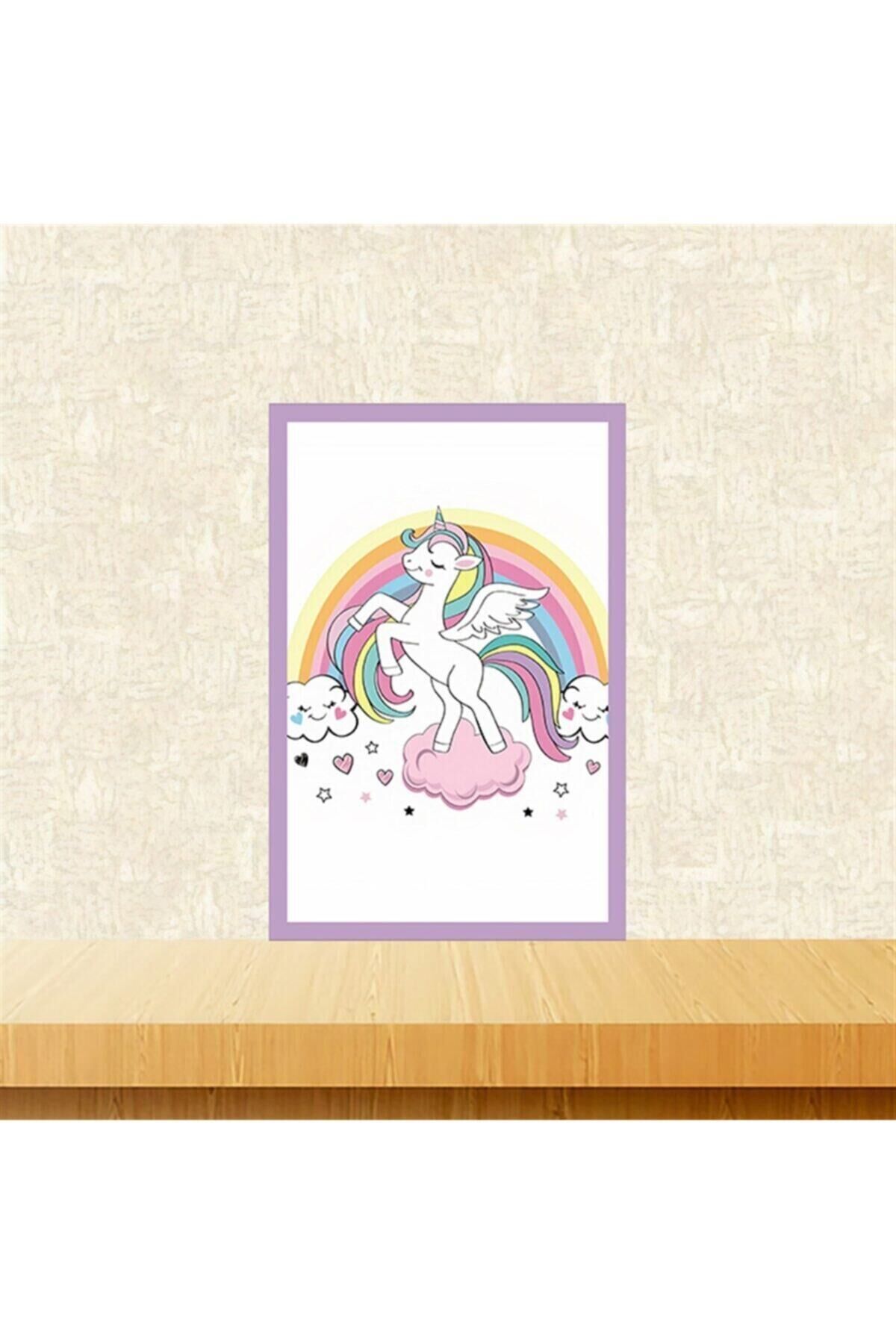Unicorn Tasarımlı 20-30 Cm Retro Ahşap Tablo Tkfx5947