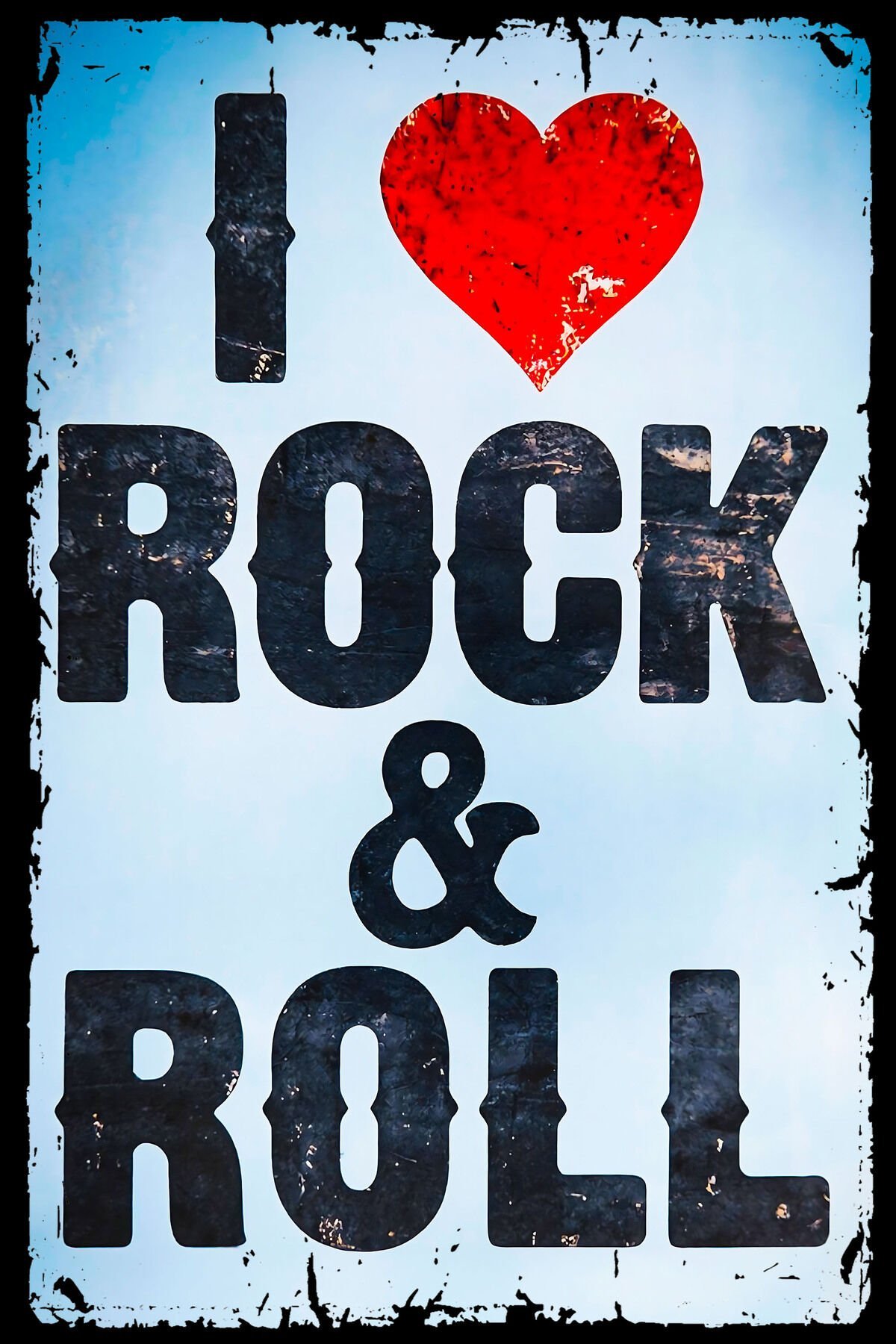 I Rock & Roll Retro Ahşap Tablo Duvar Yazısı Vintage Görselli Poster (20x30)