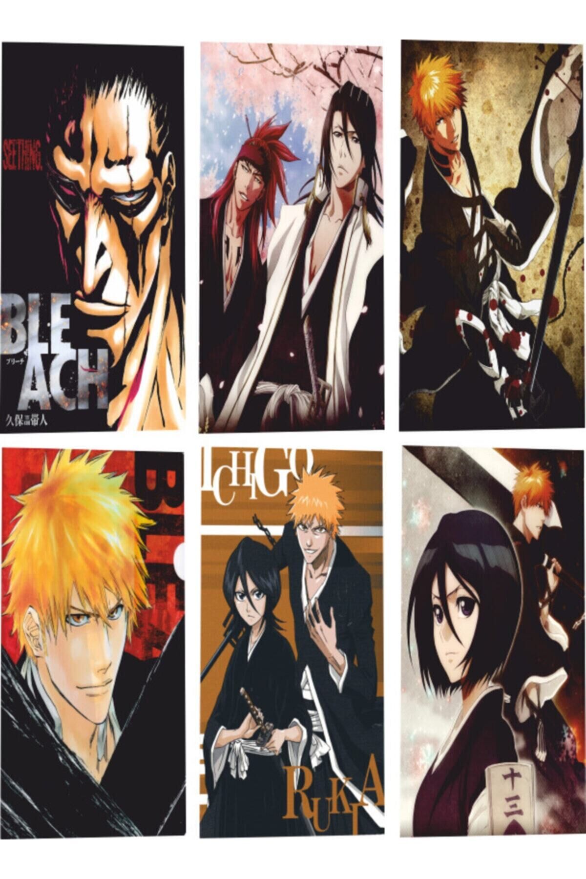 Bleach Anime 6'lı Mini Retro Ahşap Poster Seti