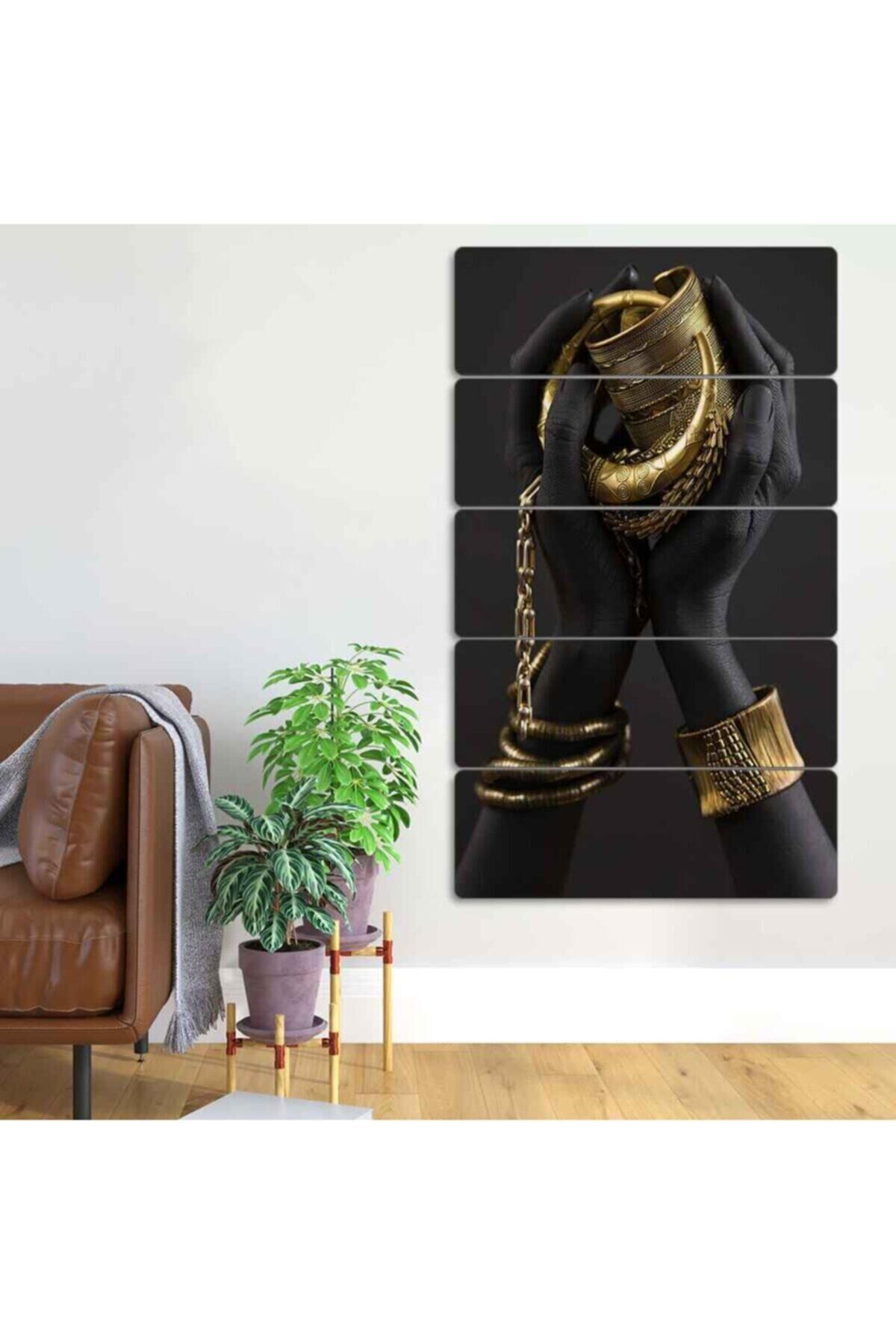 Siyahi Kadın, Altın - 5 Parçalı Tablo