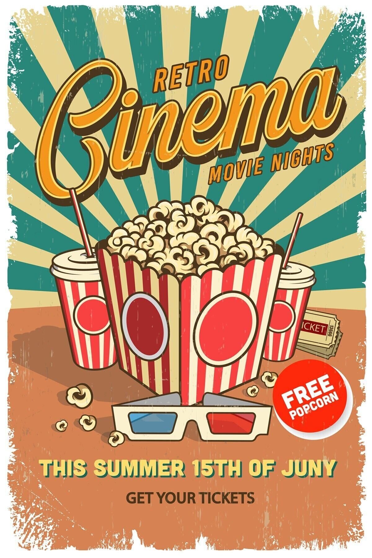 Retro Cinema Ahşap Poster