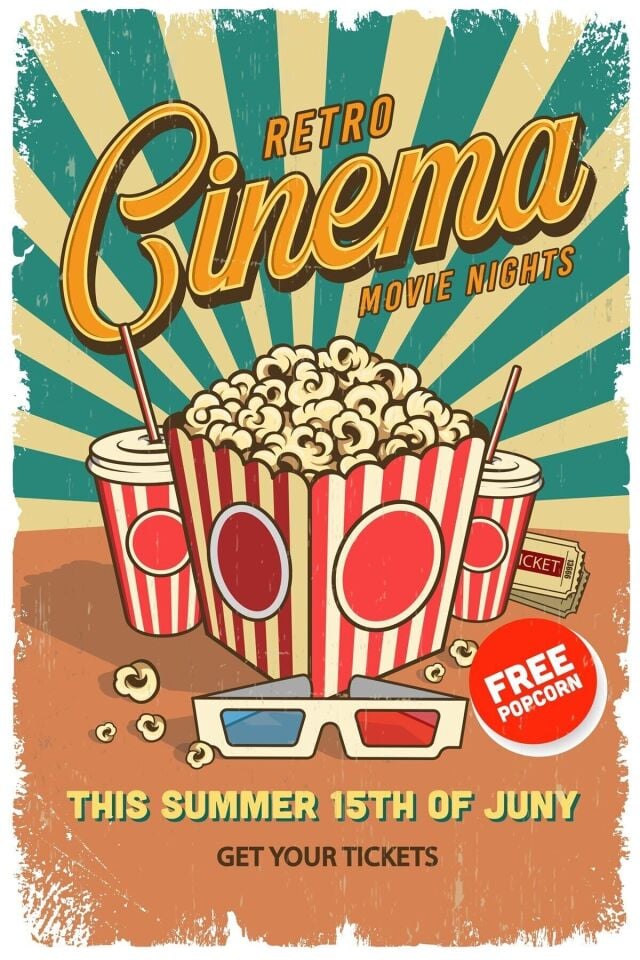 Retro Cinema Ahşap Poster