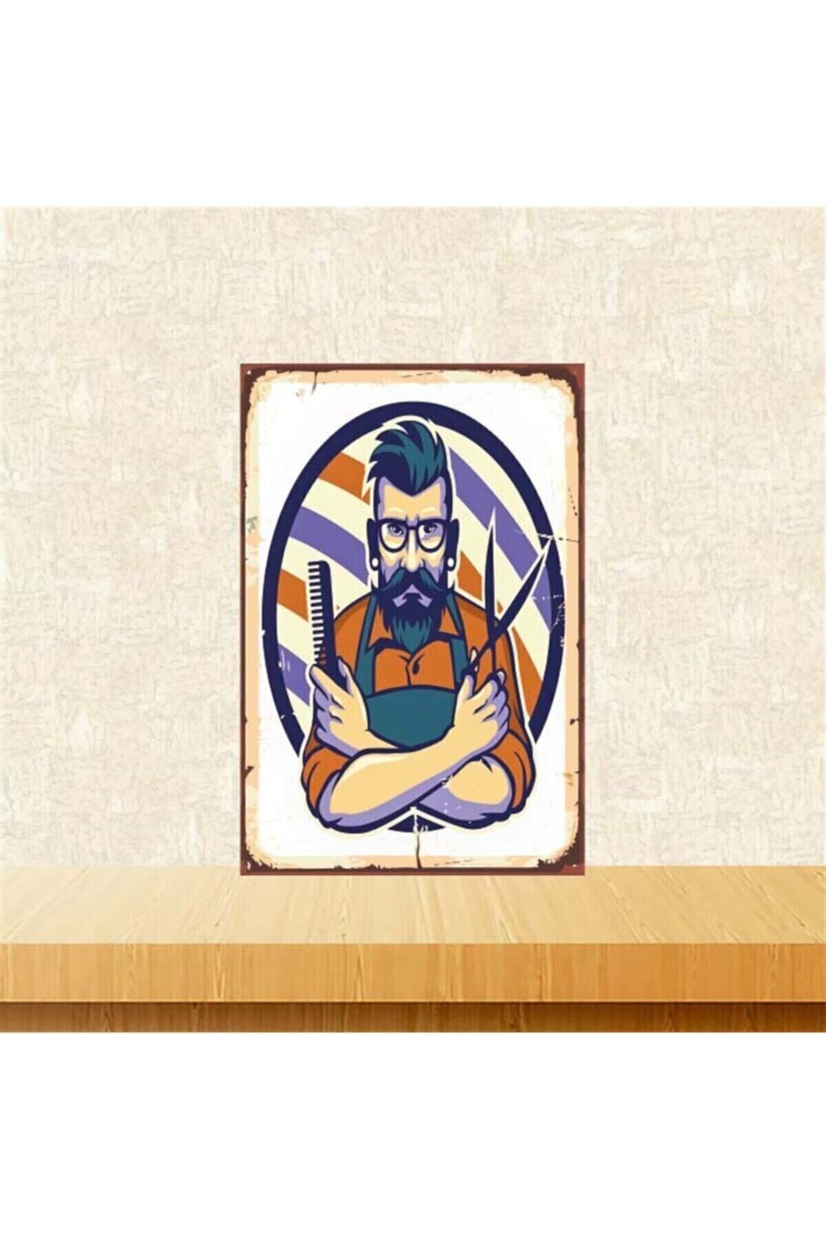 Barber Shop 20x30 cm Retro Ahşap Poster Tkfx4208