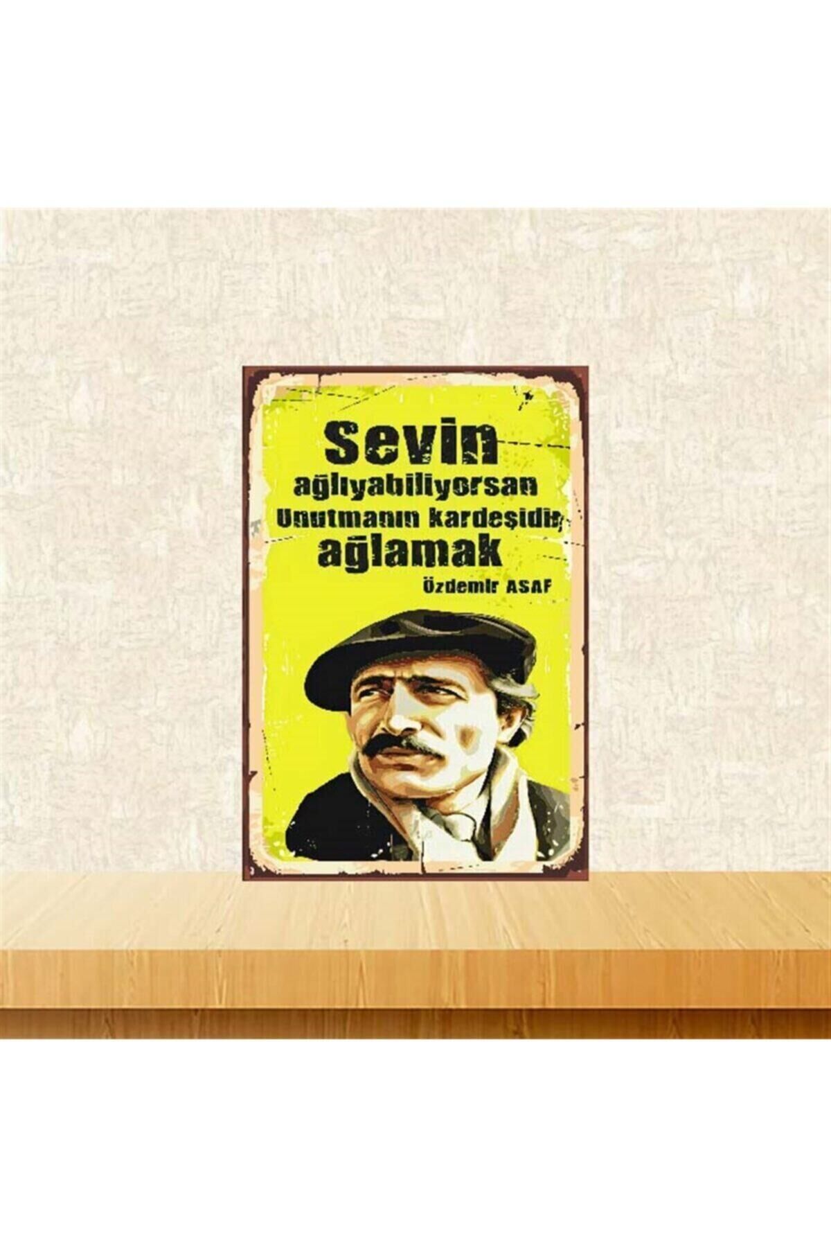 Unutmanın Kardeşidir Ağlamak Özdemir Asaf 20-30 Cm Retro Ahşap Poster