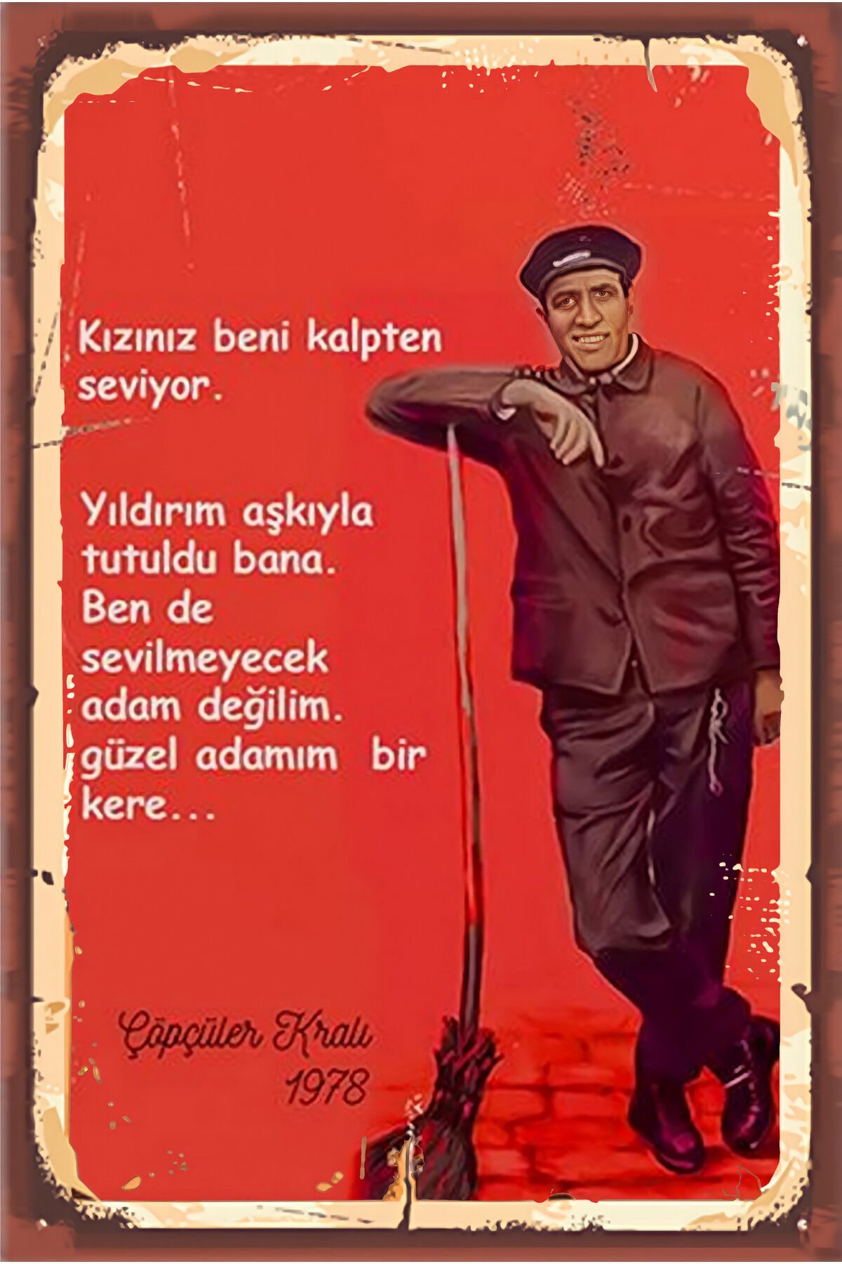 Yeşilçam Temalı Retro Ahşap Poster