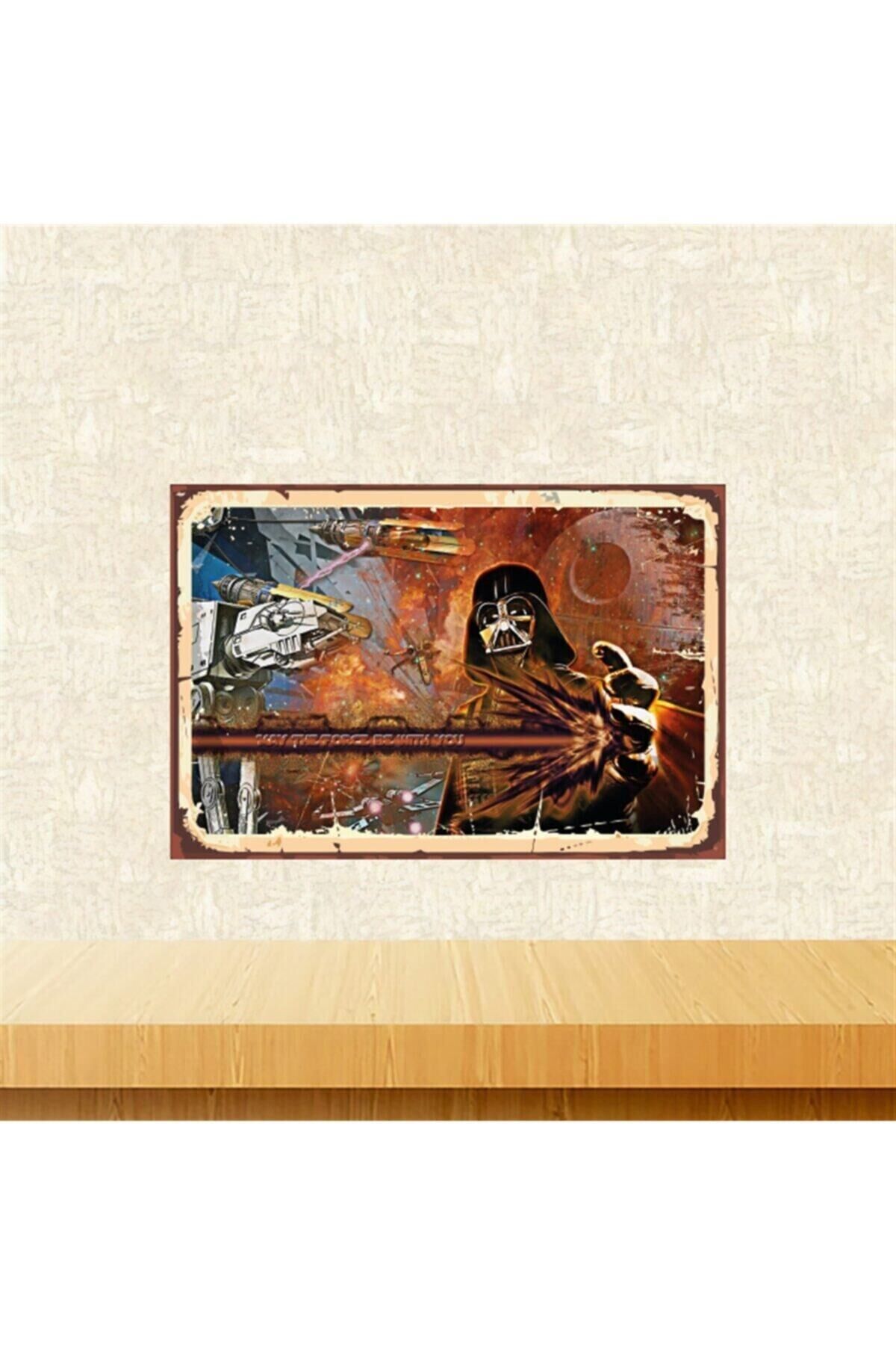 Star Wars Tasarımlı 20-30 Cm Retro Ahşap Tablo Tkfx5677