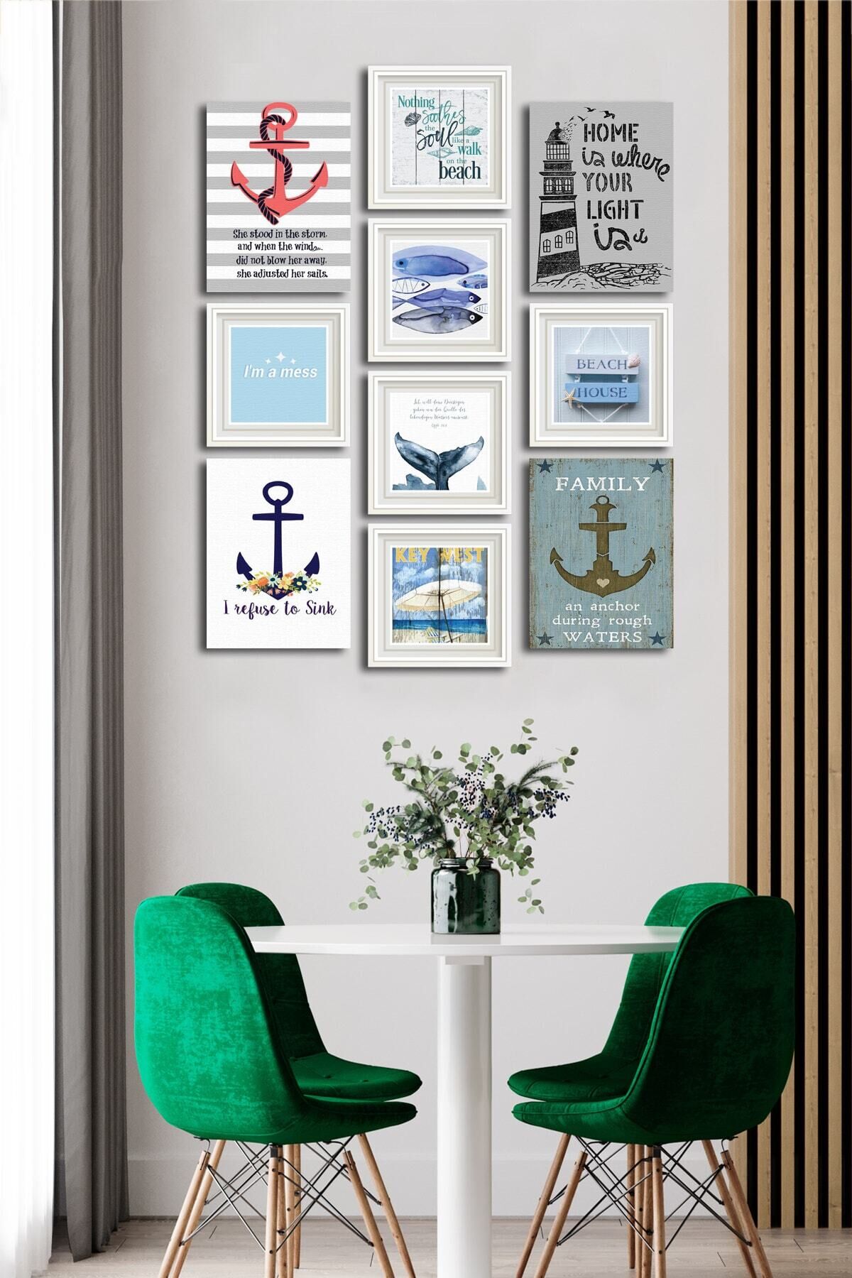 10 Parçalı Çerçeve Görünümlü Mdf Tablo Seti Flm158