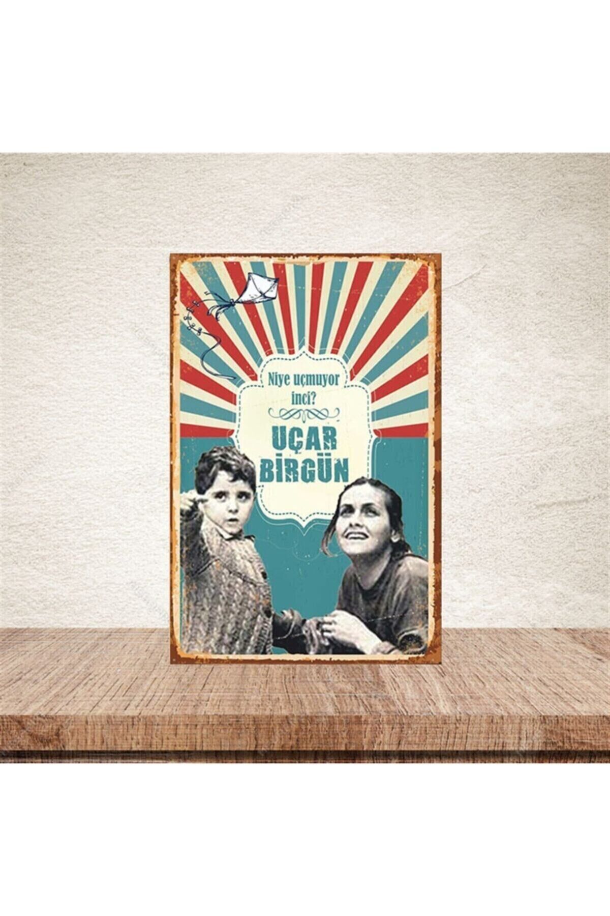 Niye Uçmuyor Inci ? 20-30 Cm Retro Ahşap Poster