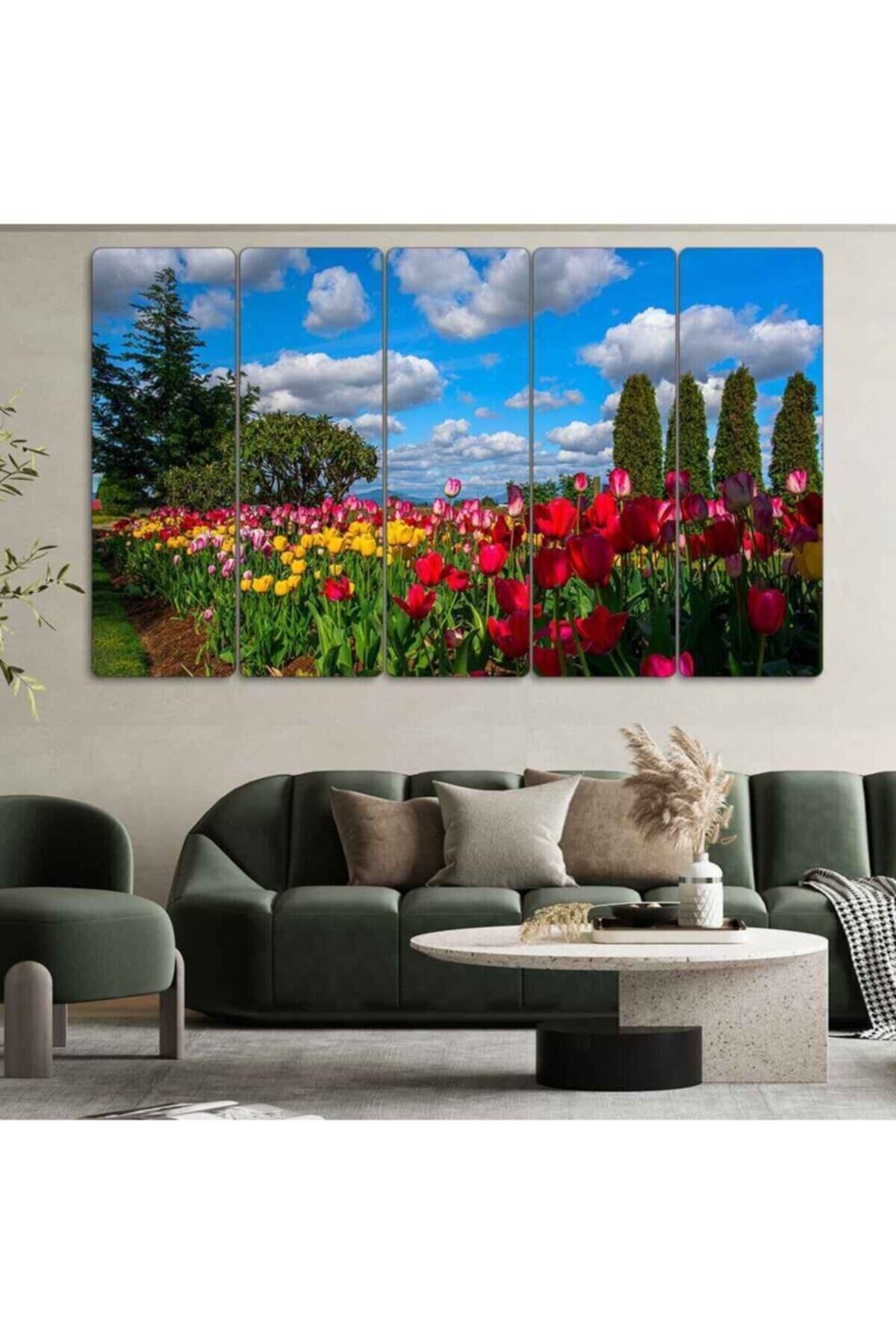 Çiçek Bahçesi - 5 Parçalı Tablo