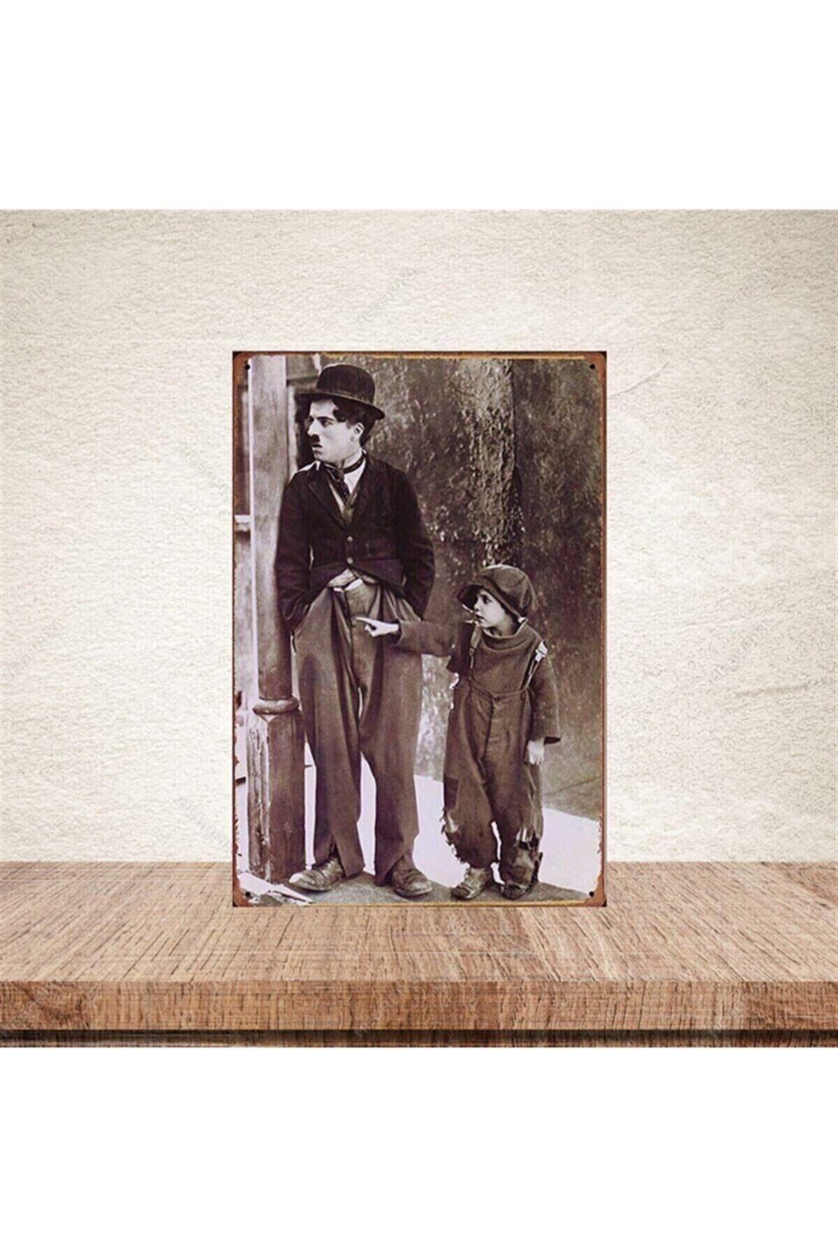 Charlie Chaplin Şarlo 20-30 Cm Retro Ahşap Poster