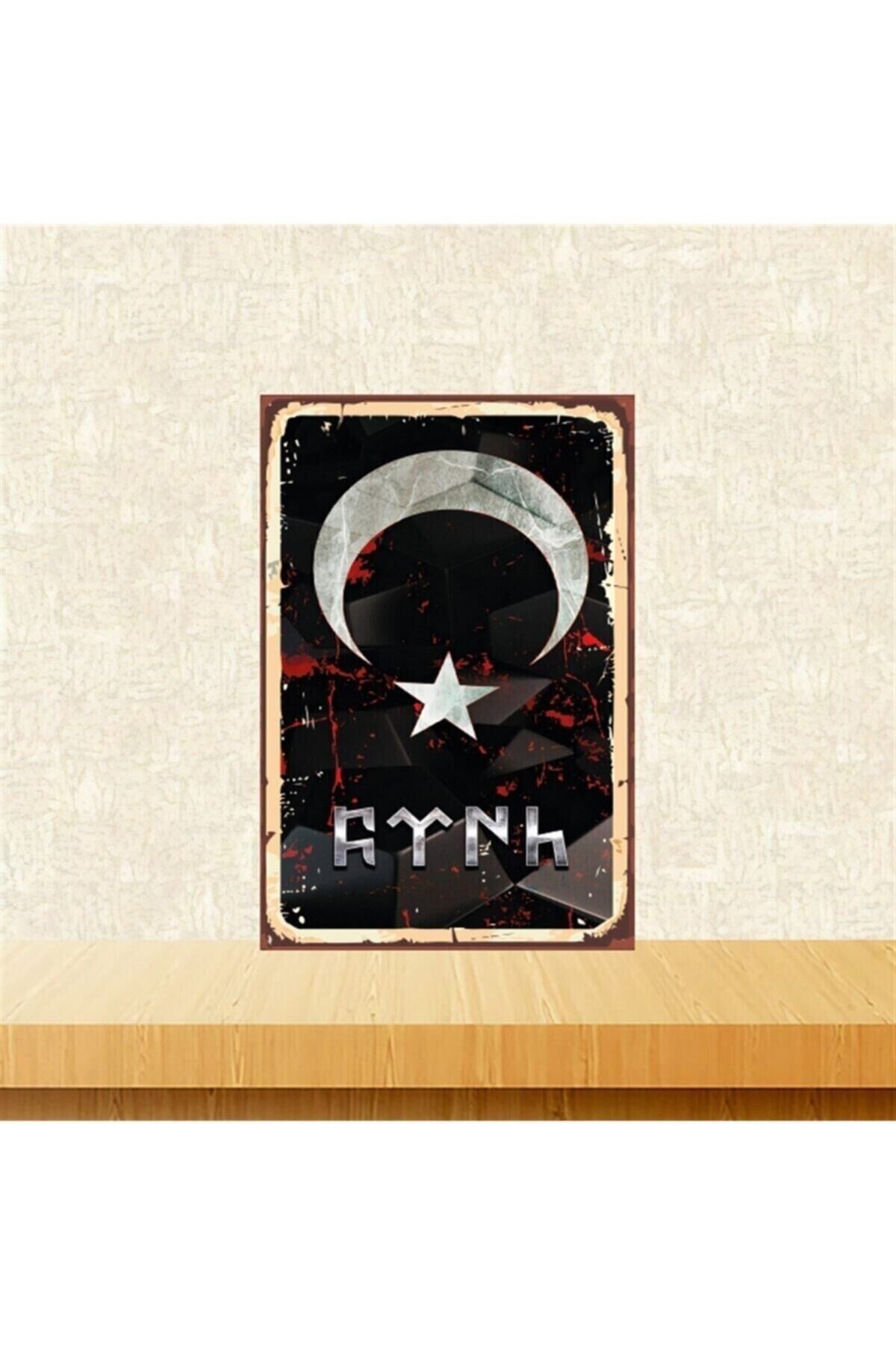 Türk Yazı Tasarımlı 20-30 Cm Retro Ahşap Tablo Tkfx4550