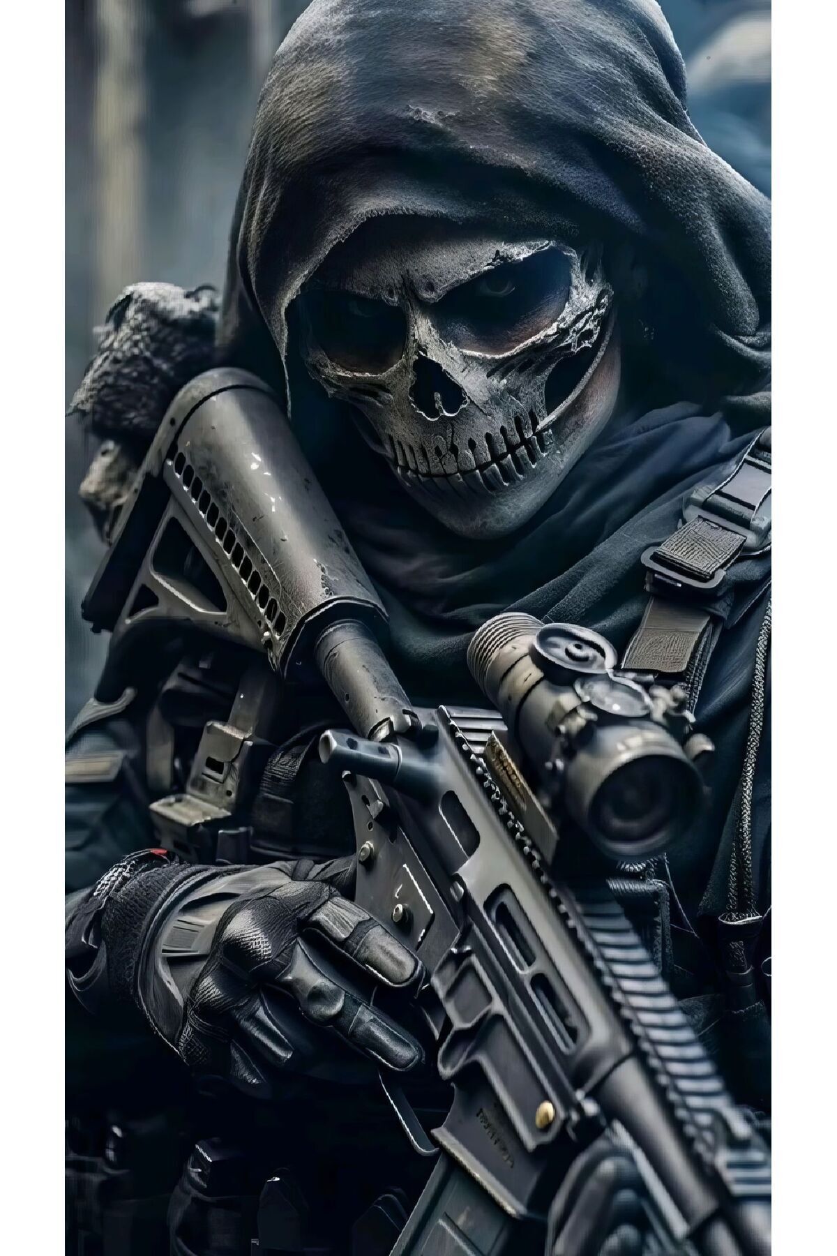 Araç Kapı Direk Kaplama Folyosu Kuru Kafa Desenli (Sağ Sol Takım) (2 Adet) - 22x50 Cm