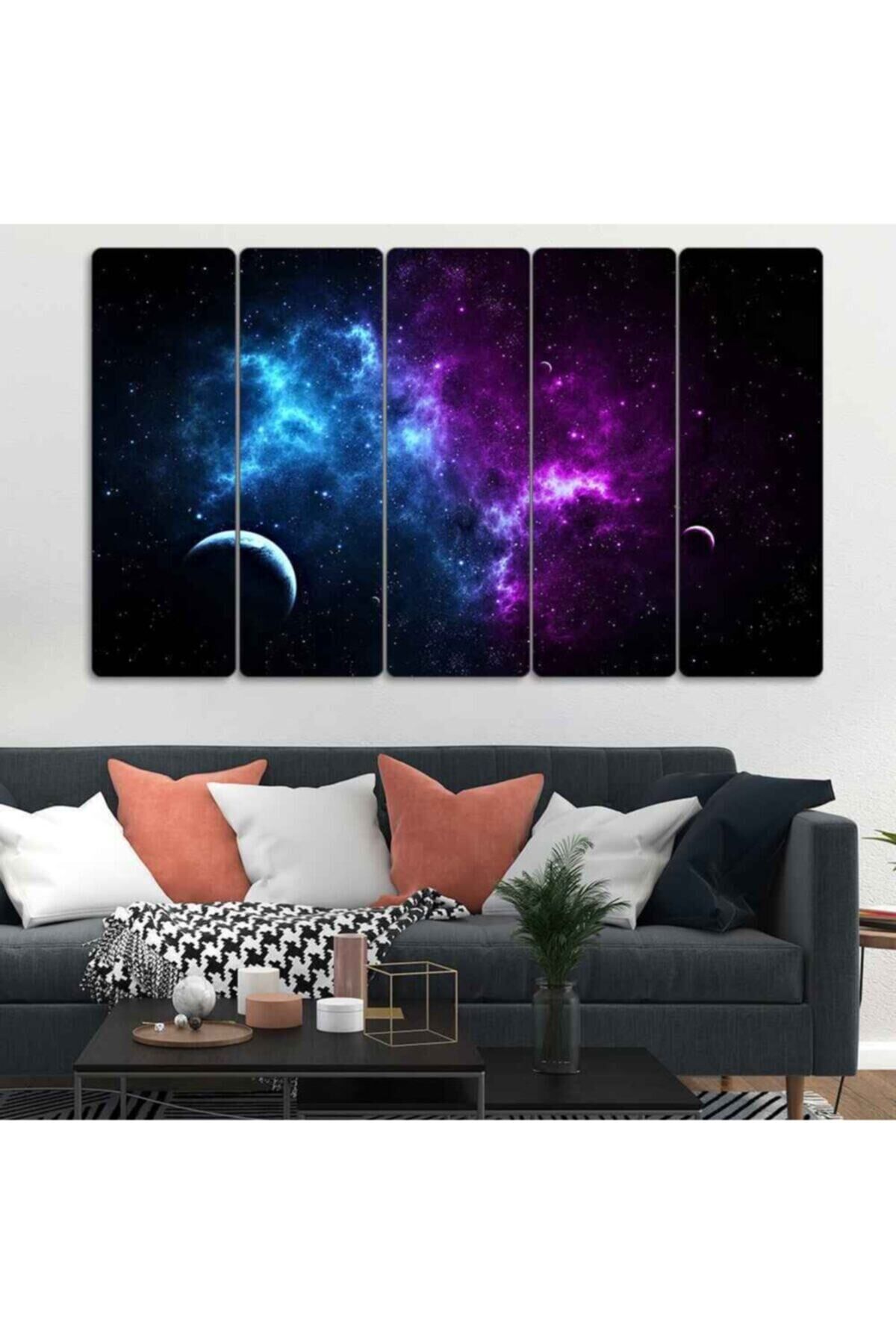 Renkli Uzay - 5 Parçalı Tablo