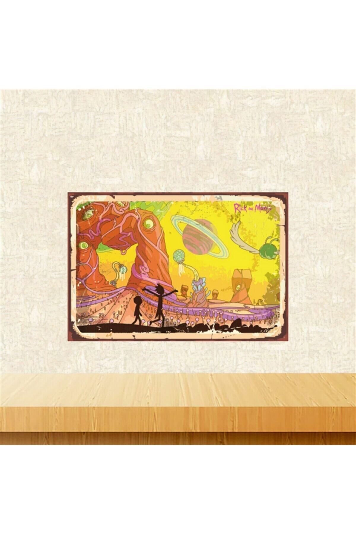 Rick And Morty Tasarımlı 20-30 Cm Retro Ahşap Tablo Tkfx5663