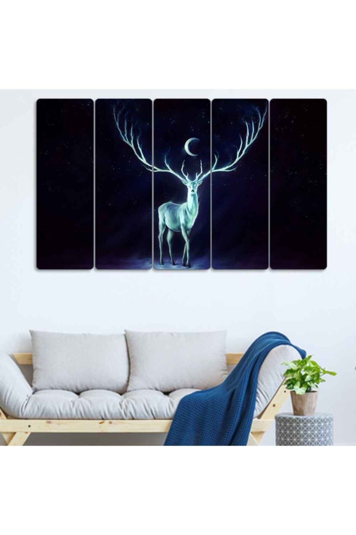 Geyik 5 Parçalı Tablo