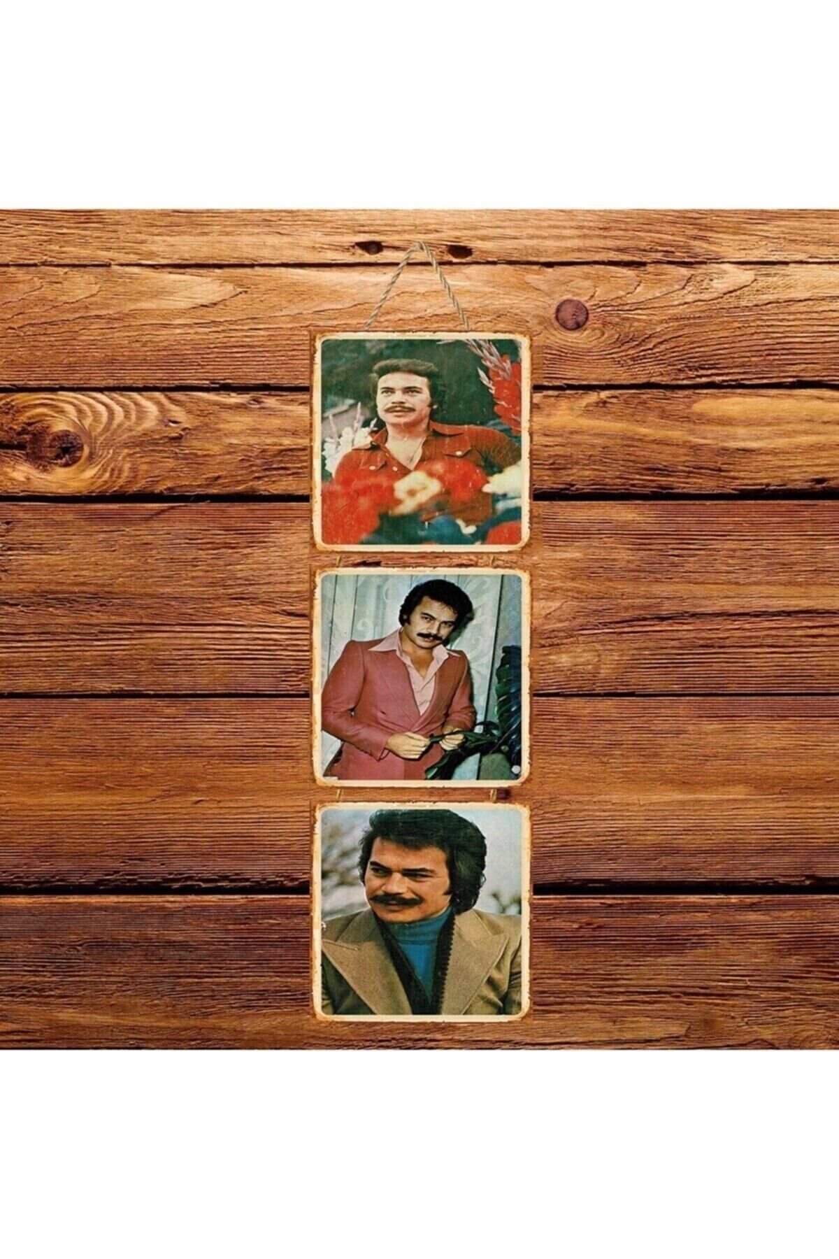 Orhan Gencebay Üçlü Retro Ahşap Poster