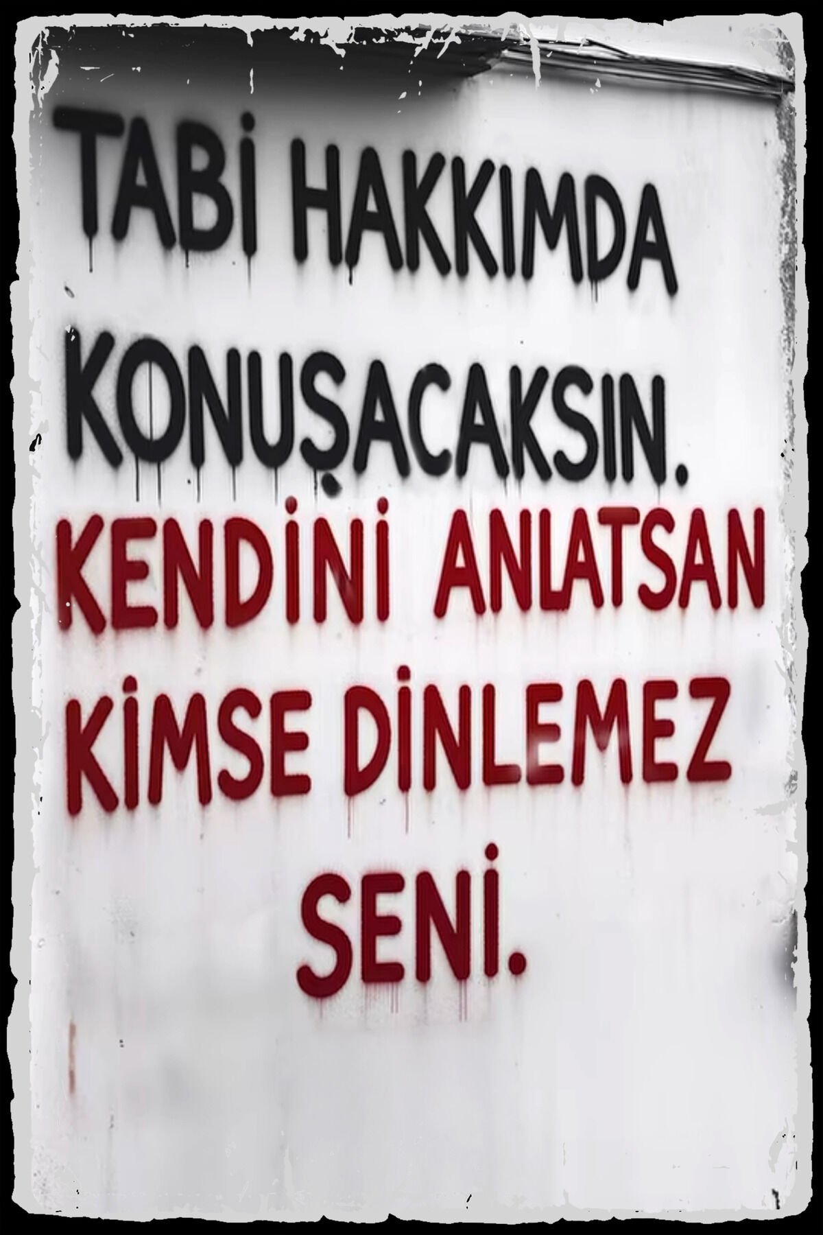 Duvar Yazıları Tabi Hakkımda Konuşacaksın Retro Ahşap Dekorasyon Poster Tablo (20x30) cm