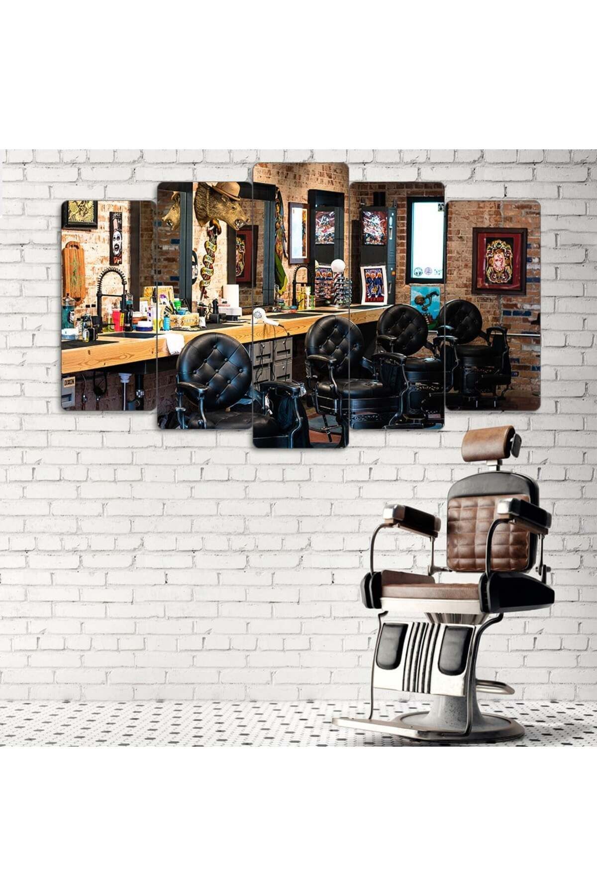 Tarz Sahibi Berber Köşesi - 5 Parçalı Berber Tablo