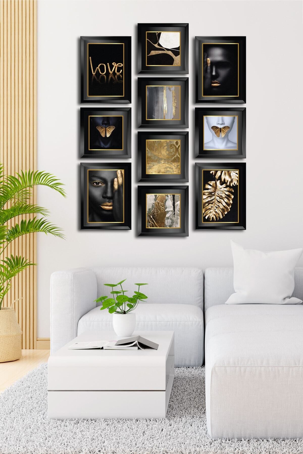 10 Parçalı Çerçeve Görünümlü Mdf Tablo Seti Flm188